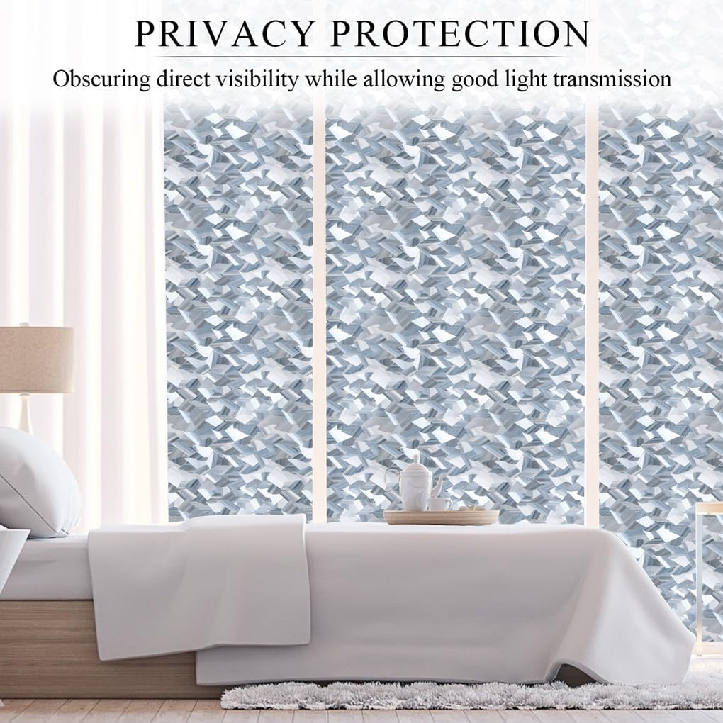 Arthome Privacy Window Film,45X254Cm 3D Crystal Window Tint,Refraction Glass Film,No Glue Remoable Static Cling Anti-Uv Window Sticker Self-Adhesive Vinyl Window Covering for Home Office Decor&hellip; image number 2