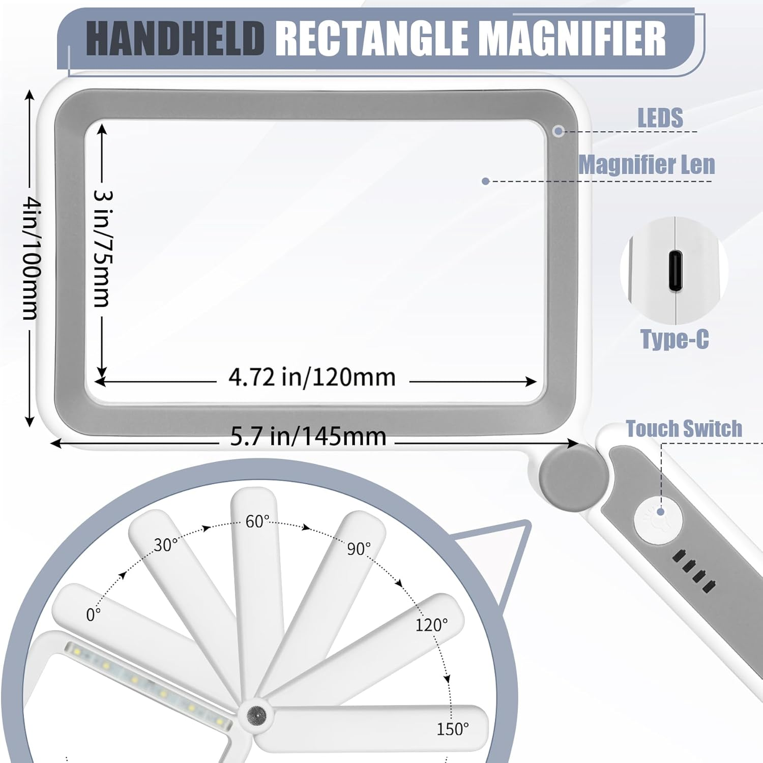 5X Handheld Magnifying Glass with Light for Reading, Book, Map, and Crafts image number 4