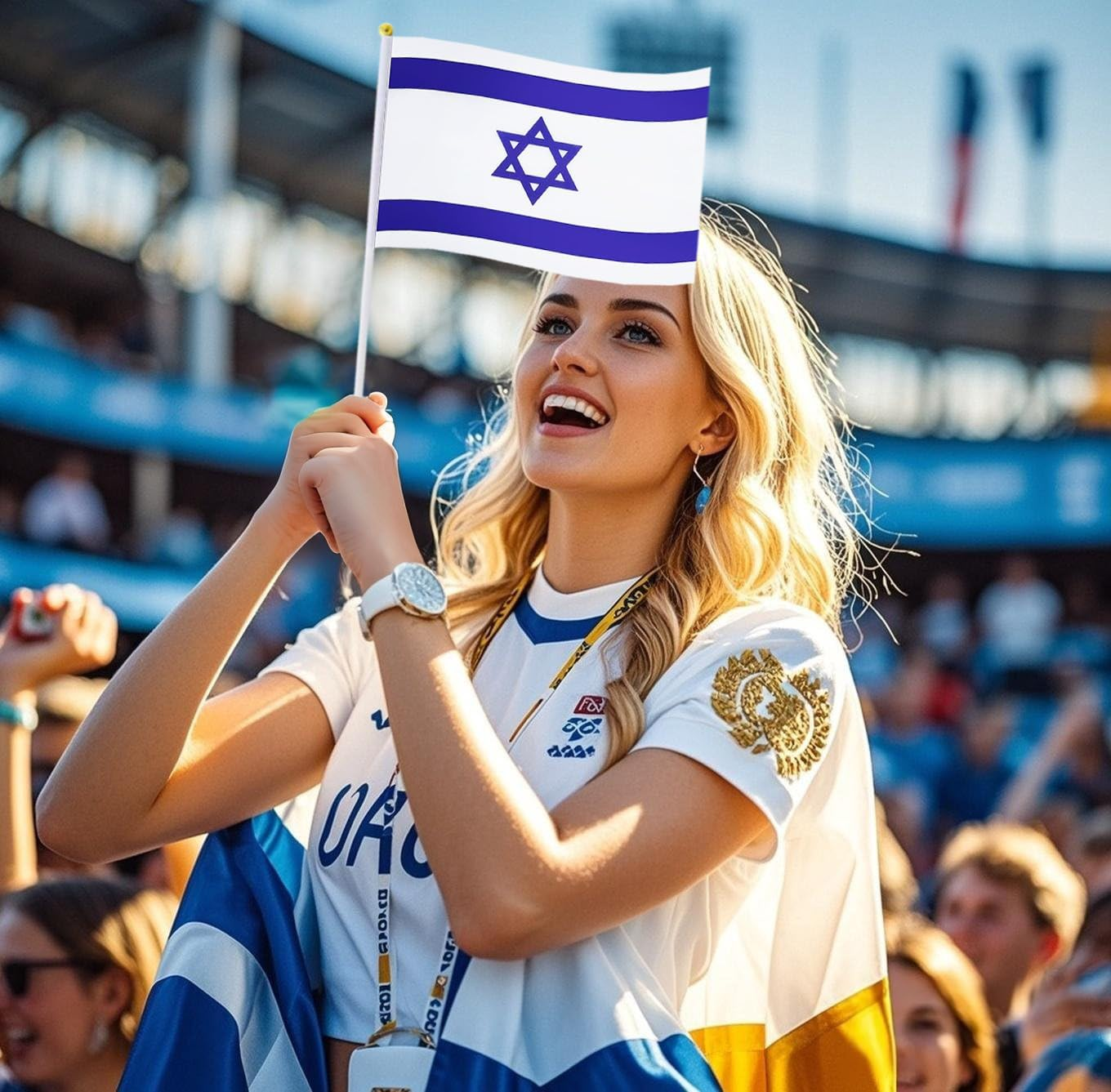 20 Pack Small Israel Flags on Stick Mini Handheld Israeli Flag for Parades, Independence Day and Patriotic Events 5X8 Inch Durable Weather-Resistant Flags with 12 Inch Sticks(Israel) image number 2