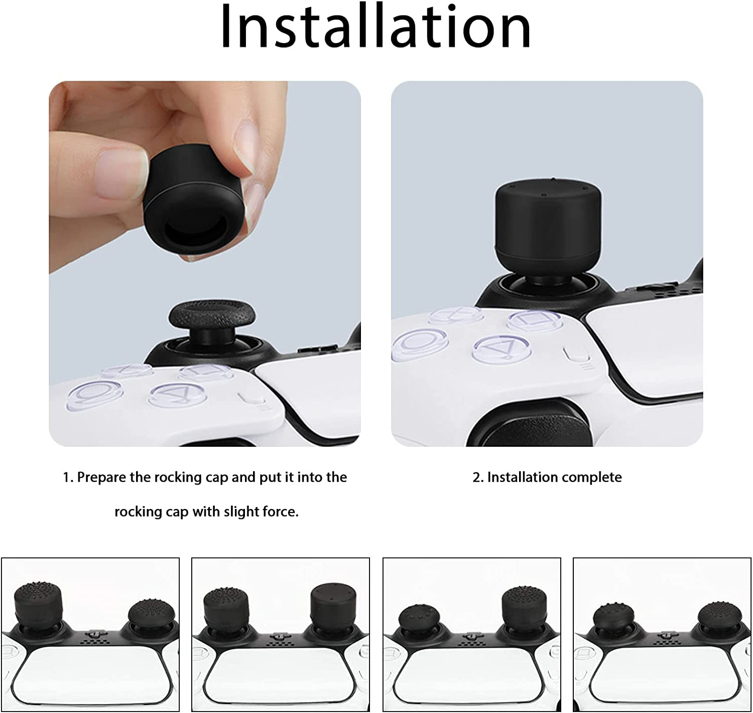 4 Pairs Thumb Grips with 1 Pair R2 & L2 Trigger Extenders Compatible with PS5 Controller Thumbsticks Joystick Cover Rubber Thumb Caps image number 6