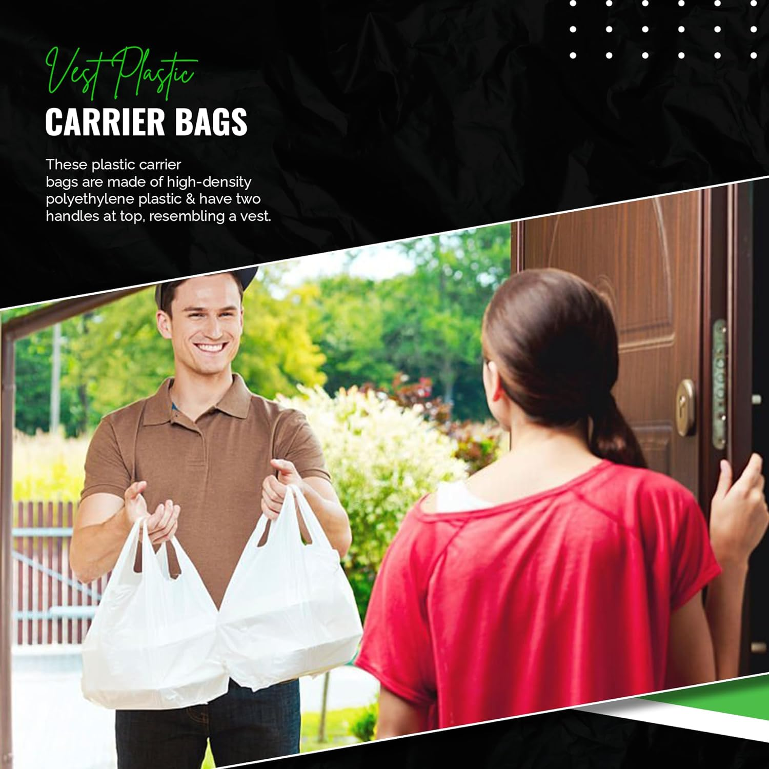 100 X Strong Medium White Plastic Vest Carrier Bags 10X15X18" *FREE P&P!* image number 6