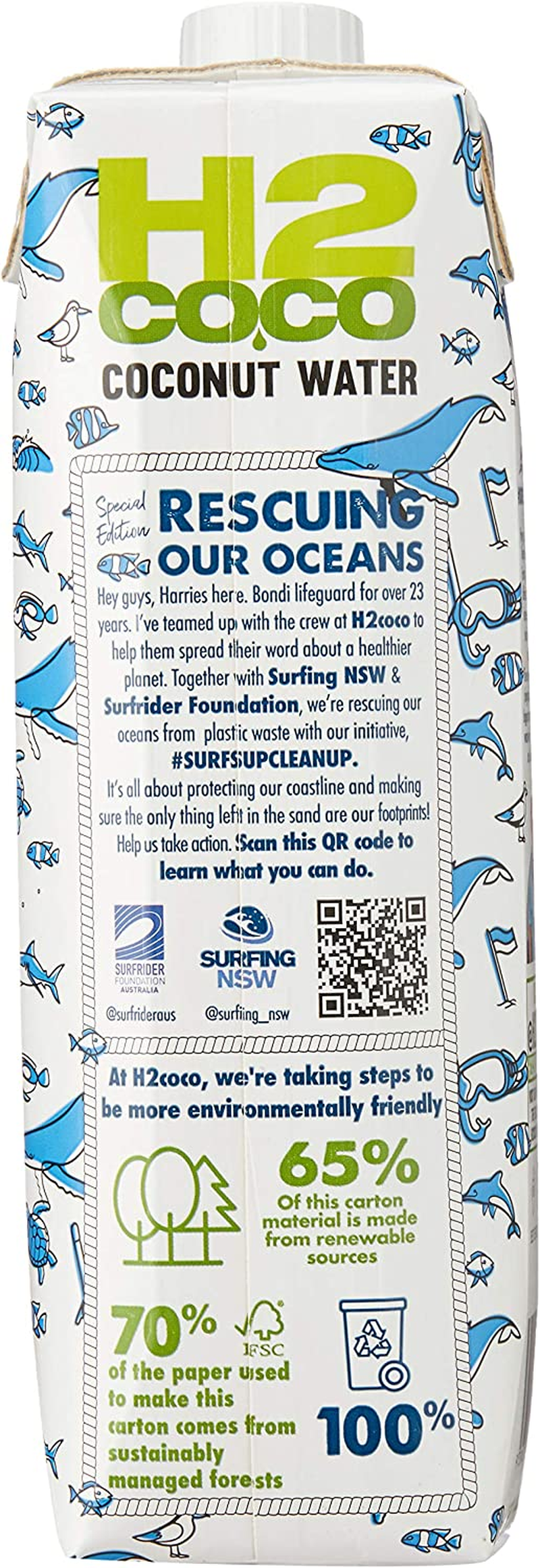 H2Coco Pure Coconut Water, 1 Liter, Pack of 6 image number 3