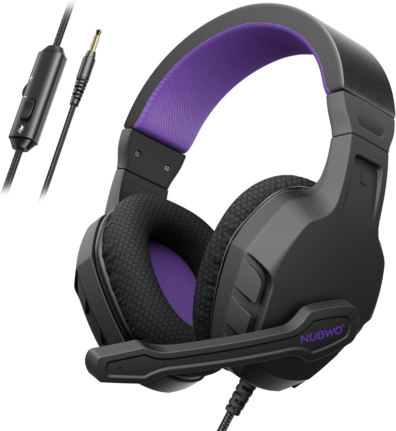 NUBWO U3 Gaming Headset with Mic for PC, PS4, PS5, Xbox1, Mac, Switch, Wired Over-Ear Gaming Headphones with Mic Clear Call, Lightweight & In-Line Control-Purple image number 3