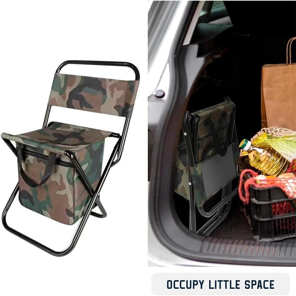 Portable Folding Fishing Chair with Cooler Bag &ndash; Compact and Lightweight Camping Stool with Backrest and Storage Backpack &ndash; Small Outdoor Chair for Hiking, Fishing and Camping image number 3