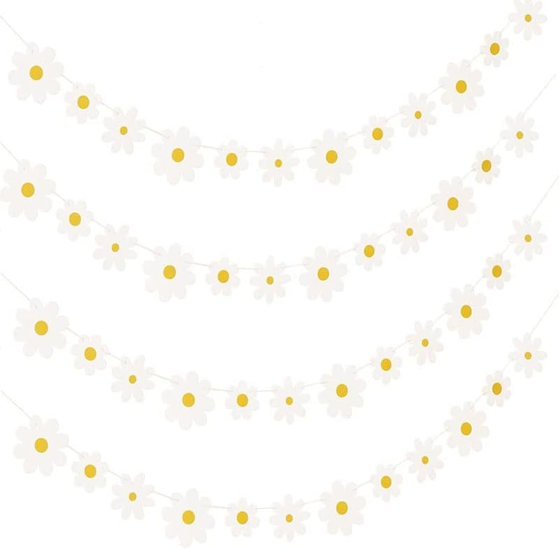 40Pcs Aisy Oho Baner Arty Corations Cute Daisy Party Banner Groovy Party Favors White Daisy Decor Spring Flower Garland Da
