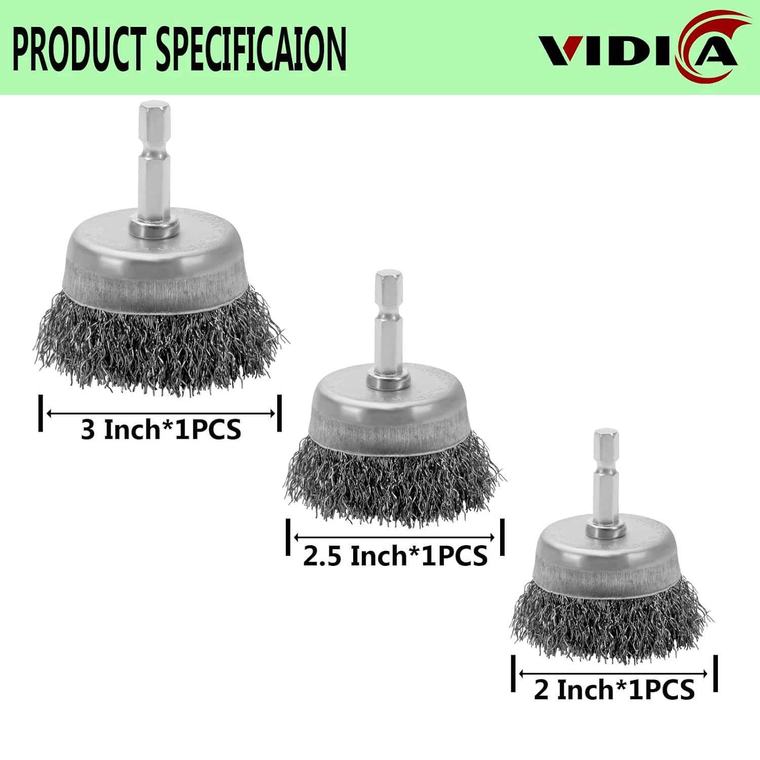 Wire Brush Set 20 Pcs, 1/4 Inch Hex Shank Wheel for Drill, Carbon Steel Brush Set for Cleaning Rust image number 3