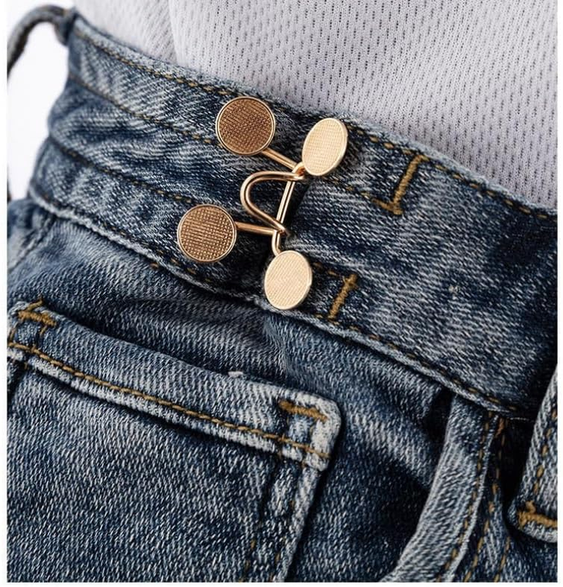 6 Sets Adjustable Waist Buckle Extender Set, Jean Button Pins Extender,Jean No Sewing Required Pants Clips,Clips image number 6