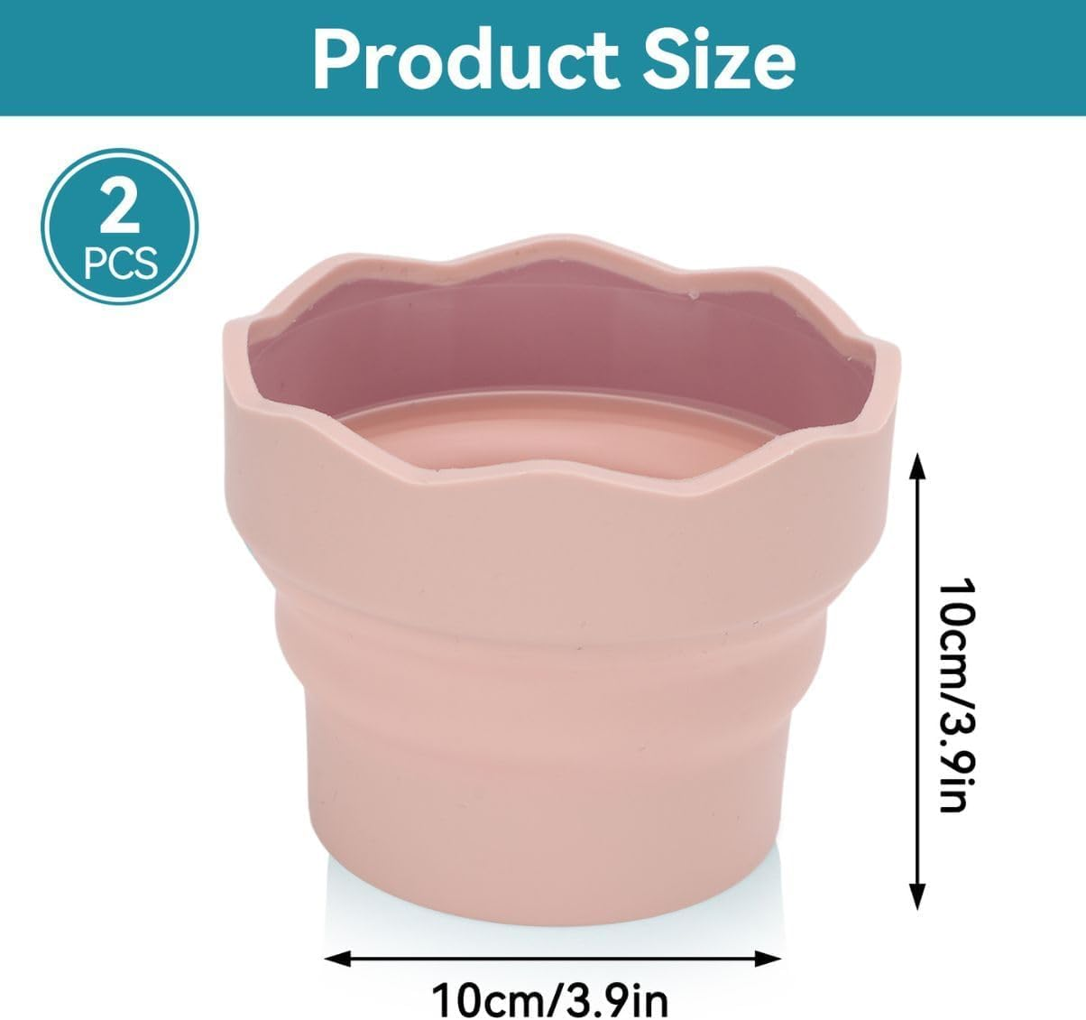 2PCS Collapsible Paint Brush Washer, Portable Silicone Washing Bucket Brush Holder Brush Cleaner Painting Water Cup Collapsable Cups for Watercolor Oil Painting(Pink) image number 6