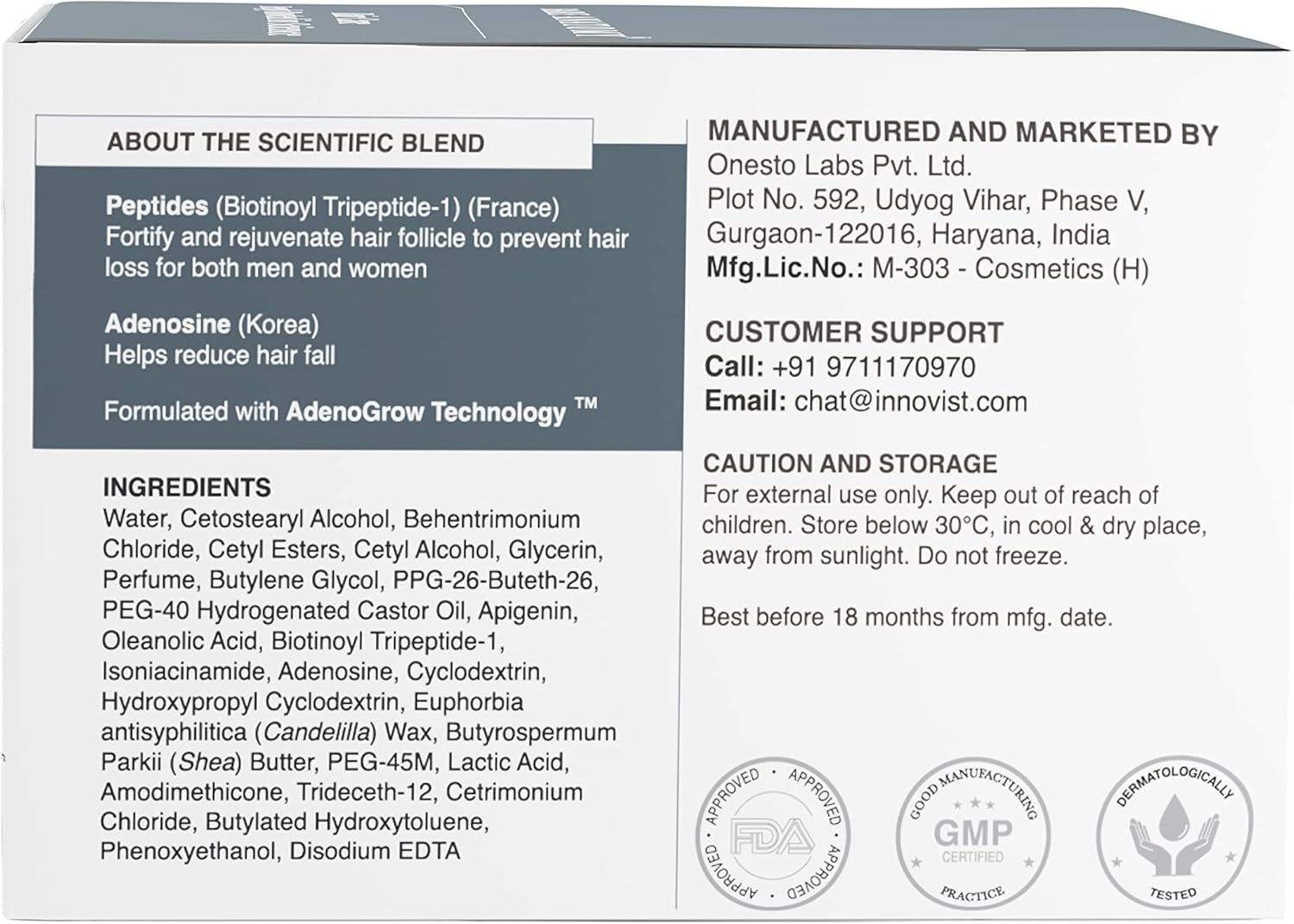 Bare Anatomy Anti-Hair Fall Mask | Provides 5X Hair Fall Control | for Hair Fall | Suitable for All Hair Types | Enriched with Adenosine and Peptides | 8.8 Floz image number 1