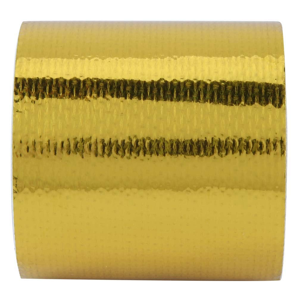 Exhuast Adhesive Tape, Strong Adhesion Engines Heat Shield Wrap Protective Antiaging Aluminum Foil for Bottoms for Bulk Heads(Golden 5M*5Cm) image number 1
