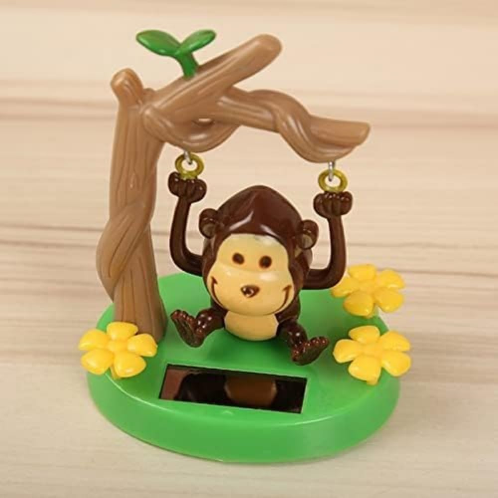 Solar Powered Dancing Monkey, Solar Monkey Swinging Animated Bobble Dancer Solar Powered, Solar Car Dashboard Decor, Cartoon Monkey Swinging Dynamic Auto Ornaments for Office Car Supplies Decoration image number 2