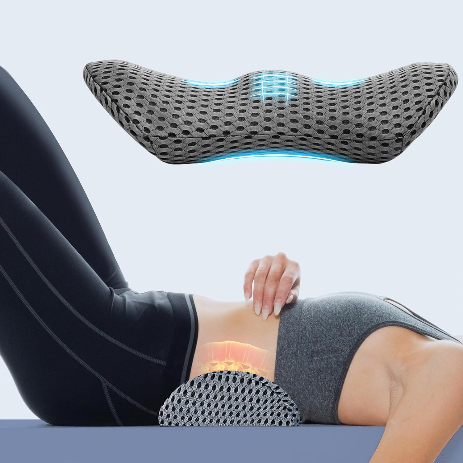 Lumbar Support Pillow Memory Foam Back Support Pillows for Car Seat Office Chair Gaming Chair Back Support Cushion with Skin-Friendly Cover & Adjustable Straps Travel Lumbar Support Pillow image number 1