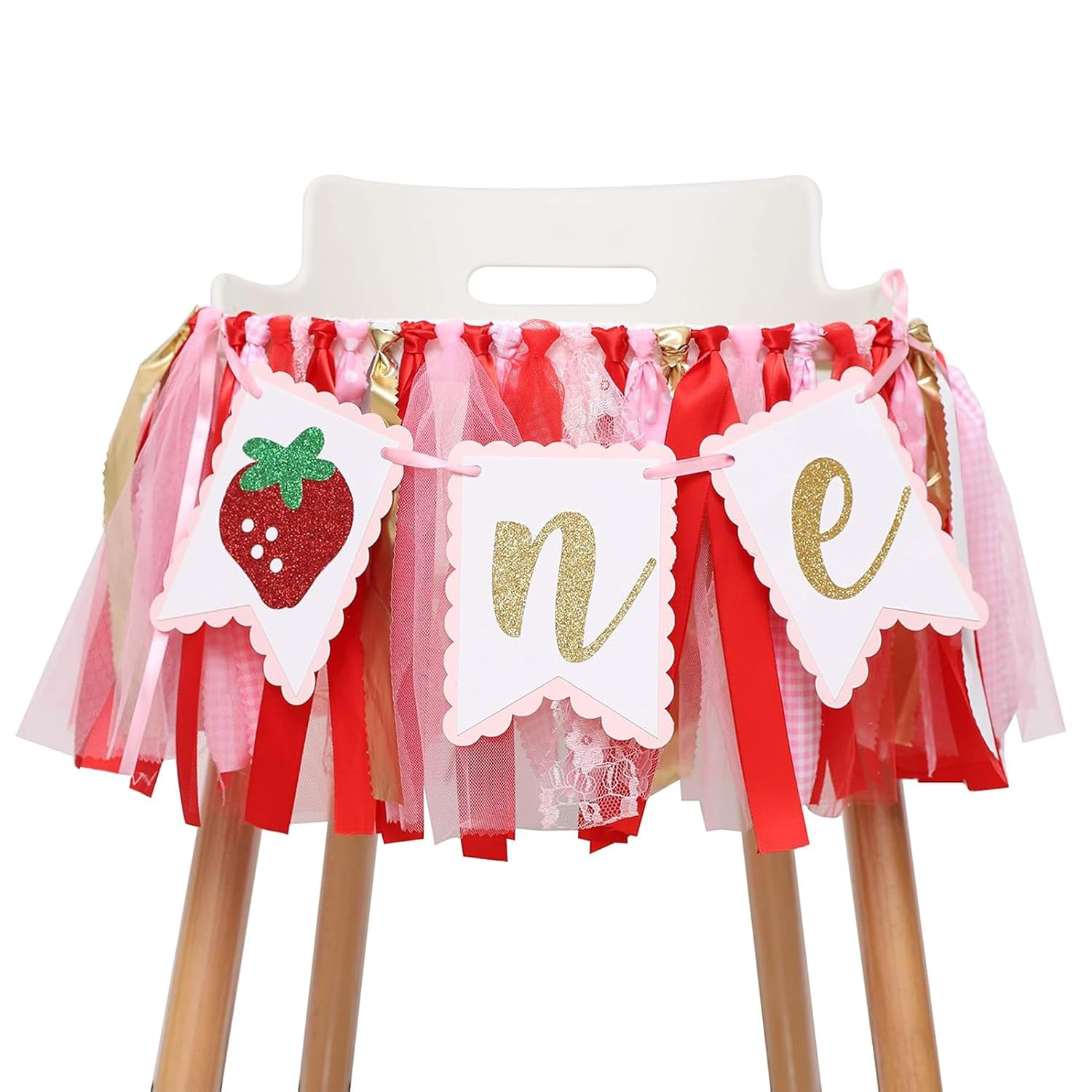 Strawberry High Chair Birthday Banner, Berry Sweet One Birthday Party Decorations, Smash Cake Photo Prop for 1St Birthday, First Birthday Party Supplies Souvenir Gifts for Girls Boys(Red) image number 3