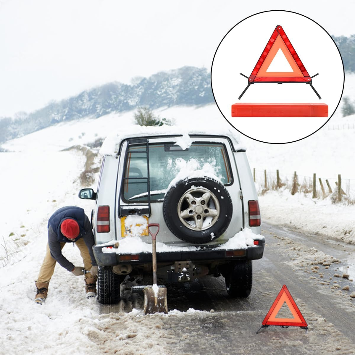 Safety Triangle, Foldable Reflective Warning Frame Triangle, Car Road Reflective Kit (43 X 39Cm) image number 6