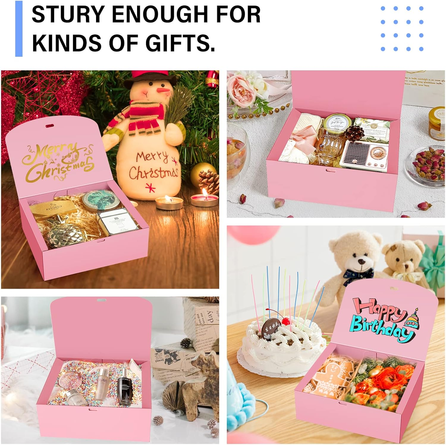 PEKGRIL 15 Pcs Gift Boxes with Lids, Pink 10X8X4 Inch Gift Boxes, Bridesmaid Proposal Box with Ribbon, Kraft Paper Boxes for Wedding, Packaging, Present, Birthday, Christmas, Party - Blue image number 6