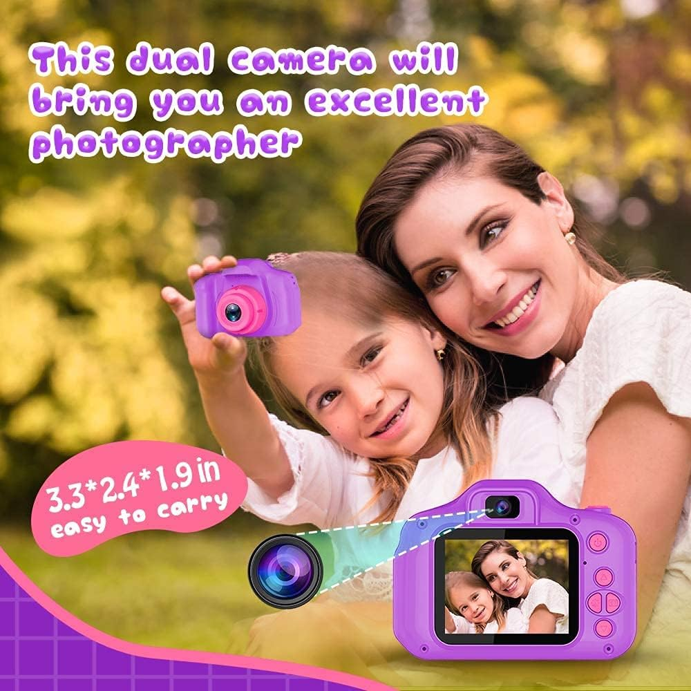 Upgrade Kids Selfie Camera, Christmas Birthday Gifts Toys for Children, HD Digital Video Cameras for Toddler, Portable Toy for 3 4 5 6 7 8 Year Old Boy Girl with 32GB SD Card (Purple) image number 4