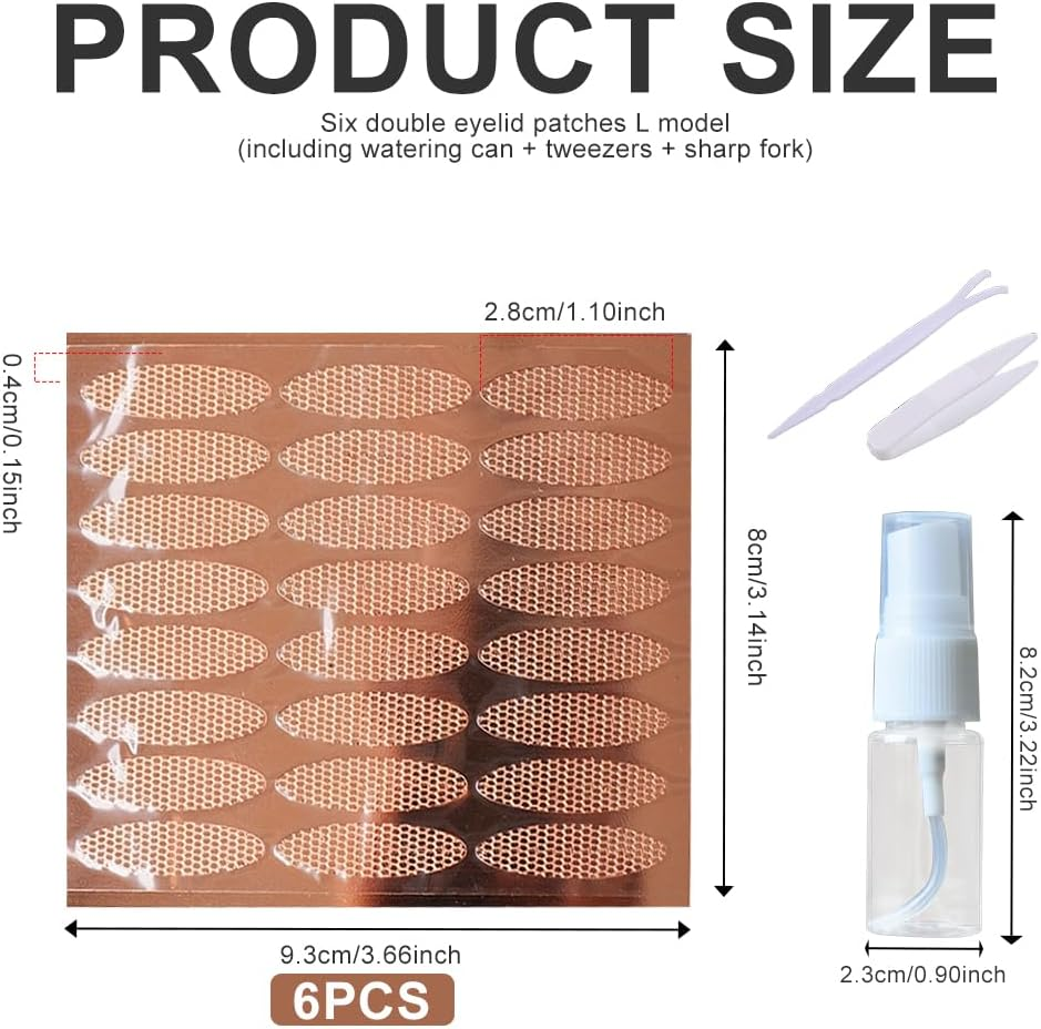 Eyelid Tape Eyelid Tape for Hooded Eyes Glue-Free Double Eyelid Sticker Water Activated Eyelid Lifter Strips Invisible Lace Eyelid Lifter Strips Big Eye Tools with Fork Rods Spray and Tweezers image number 4