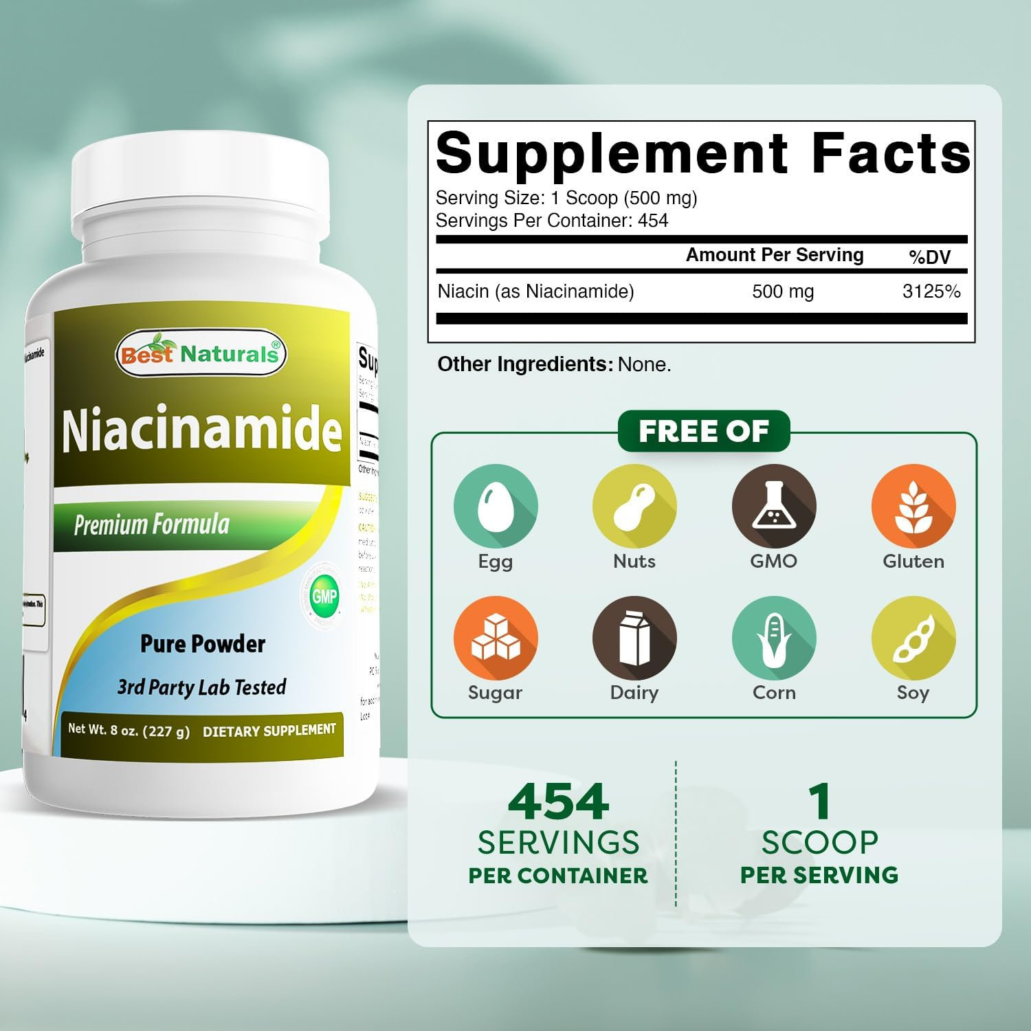 Best Naturals Niacinamide (Vitamin B3) Pure Powder 8 OZ image number 1