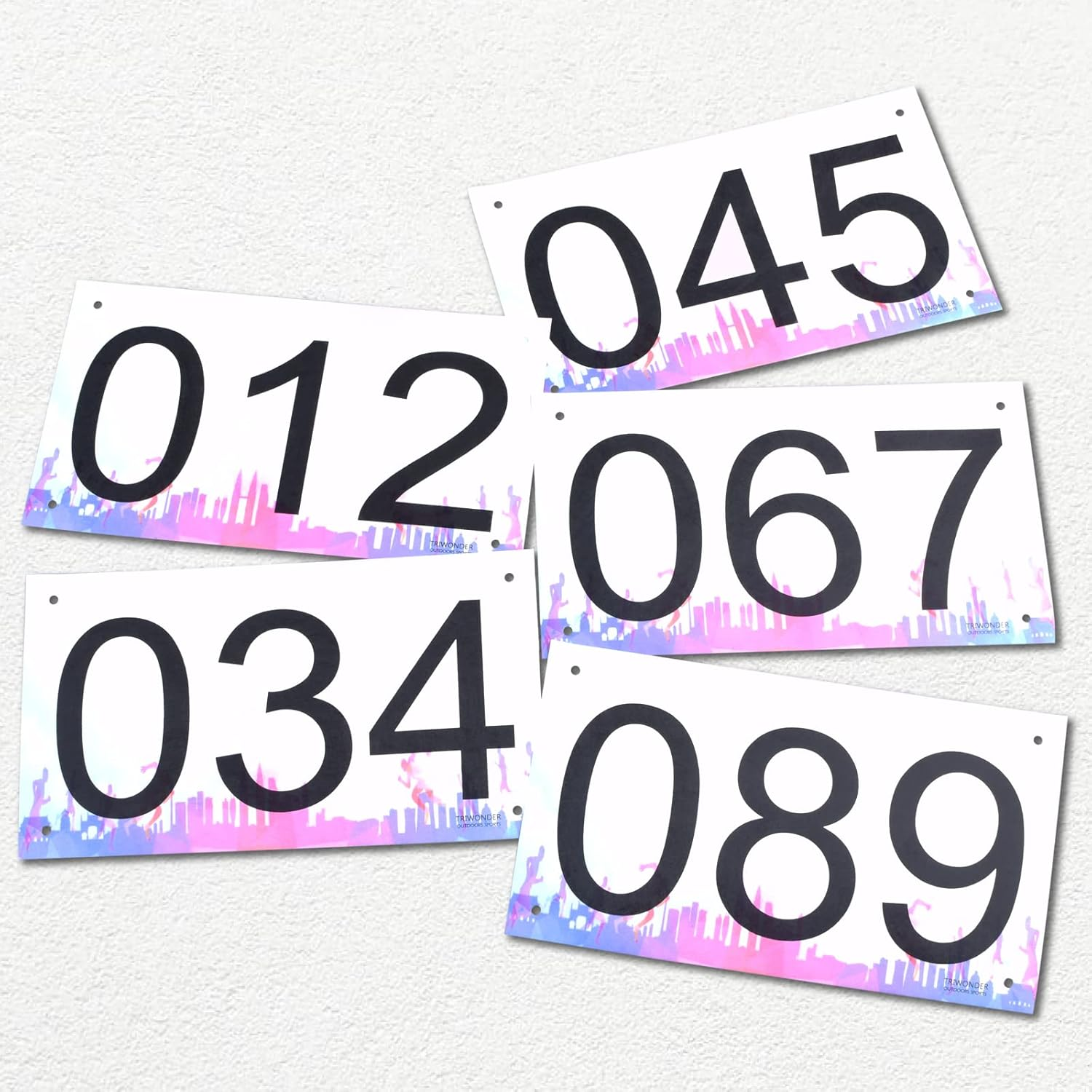 TRIWONDER Tyvek Race Bibs Running Numbers with Safety Pins, Large Numbers 1-500 for Marathon Runners Events Sports Games image number 1