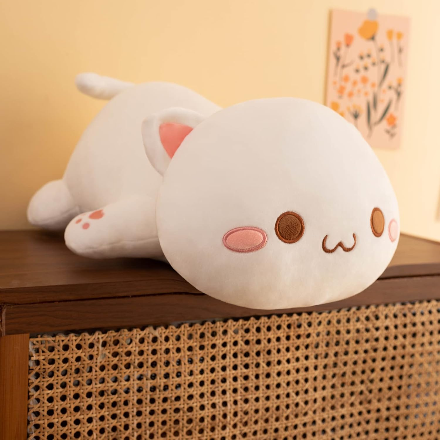 Weighted Stuffed Animals Plush, 3Lbs Weighted Stuffed Cat Plush 19.6", Soft Kawaii Cat Plush Pillow Kitten Kids Gifts（White round Eyes） image number 2
