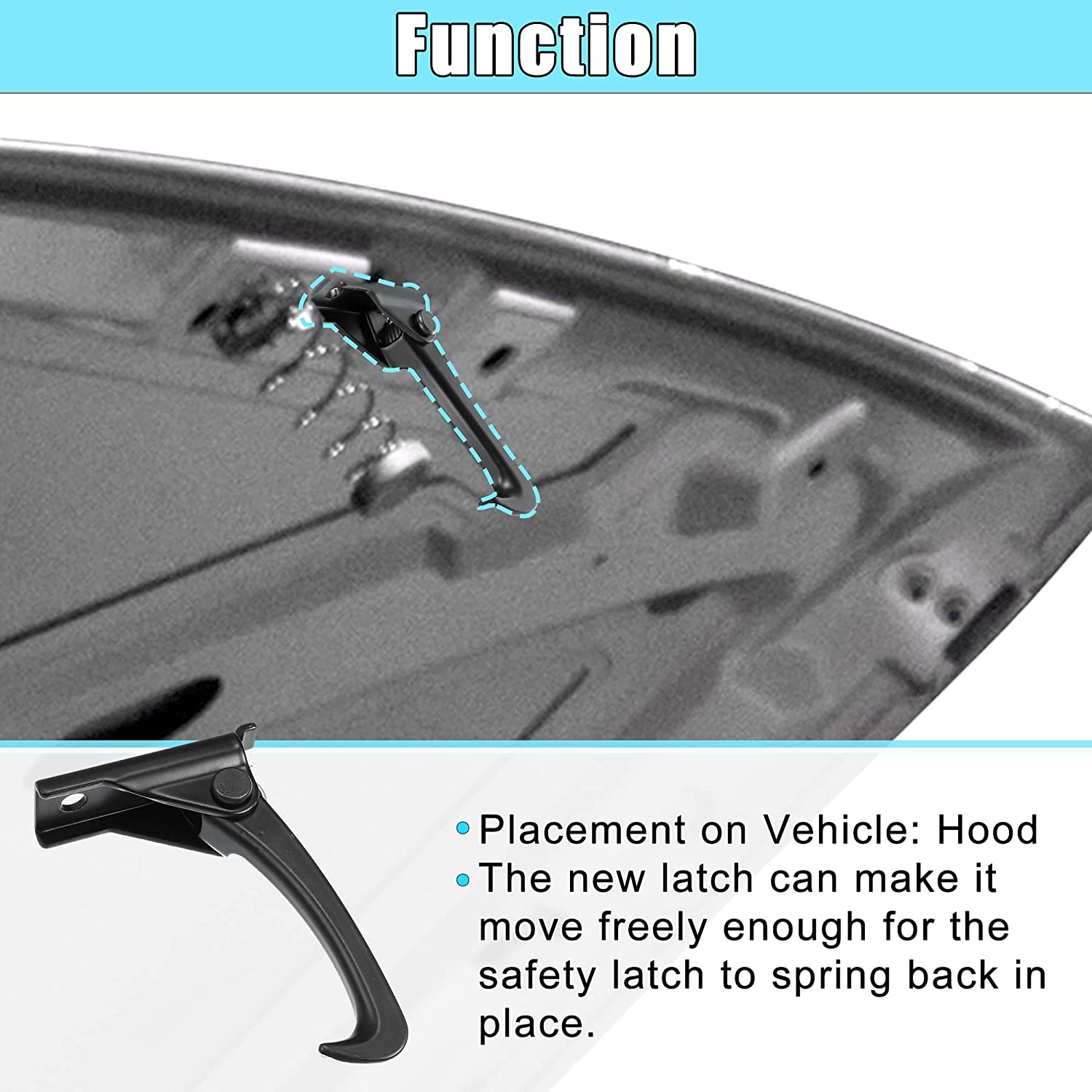 X AUTOHAUX Hood Safety Catch Latch Front Hood Safety Lock Hook 55395654AA for Jeep Wrangler 2007-2017 3.6L 3.8L for Jeep Wrangler JK 2018 3.6L image number 2