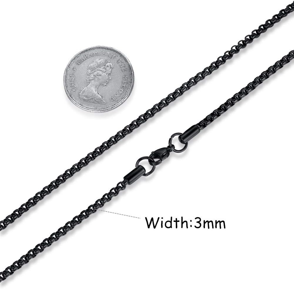 2-4MM Mens Womens Stainless Steel Black Rolo Cable Chain Necklace 18-36 Inch image number 2