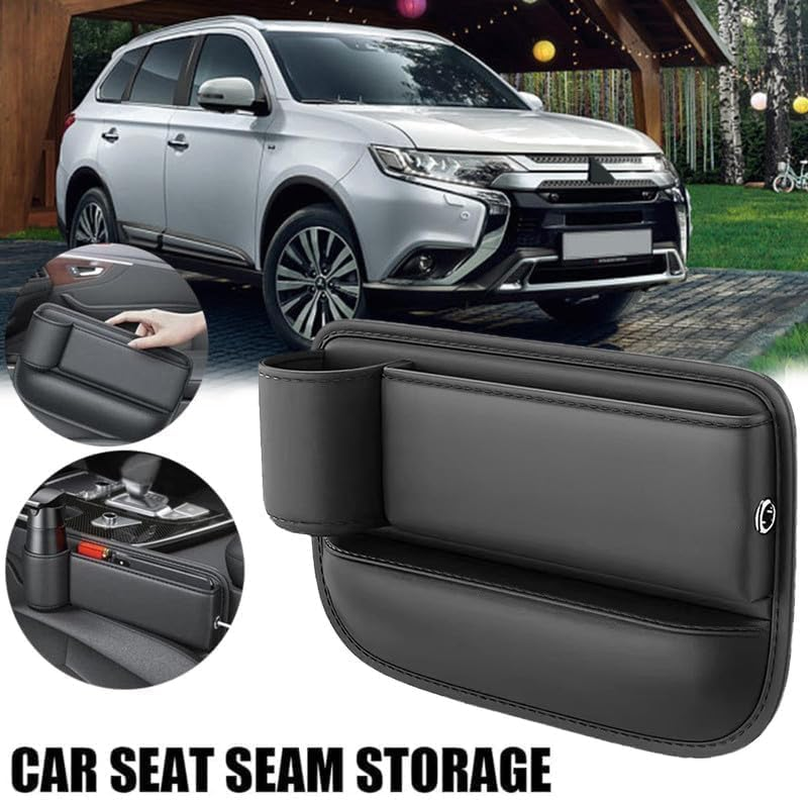 2 Pack Car Leather Cup Holder Gap Bag, XICEN Seat Gap Storage Box, Adjustable Car Seat Storage Box, Car Seat Gap Organizer, for Glasses Phones Keys and Cards (Driver Side + Passager Side) image number 6