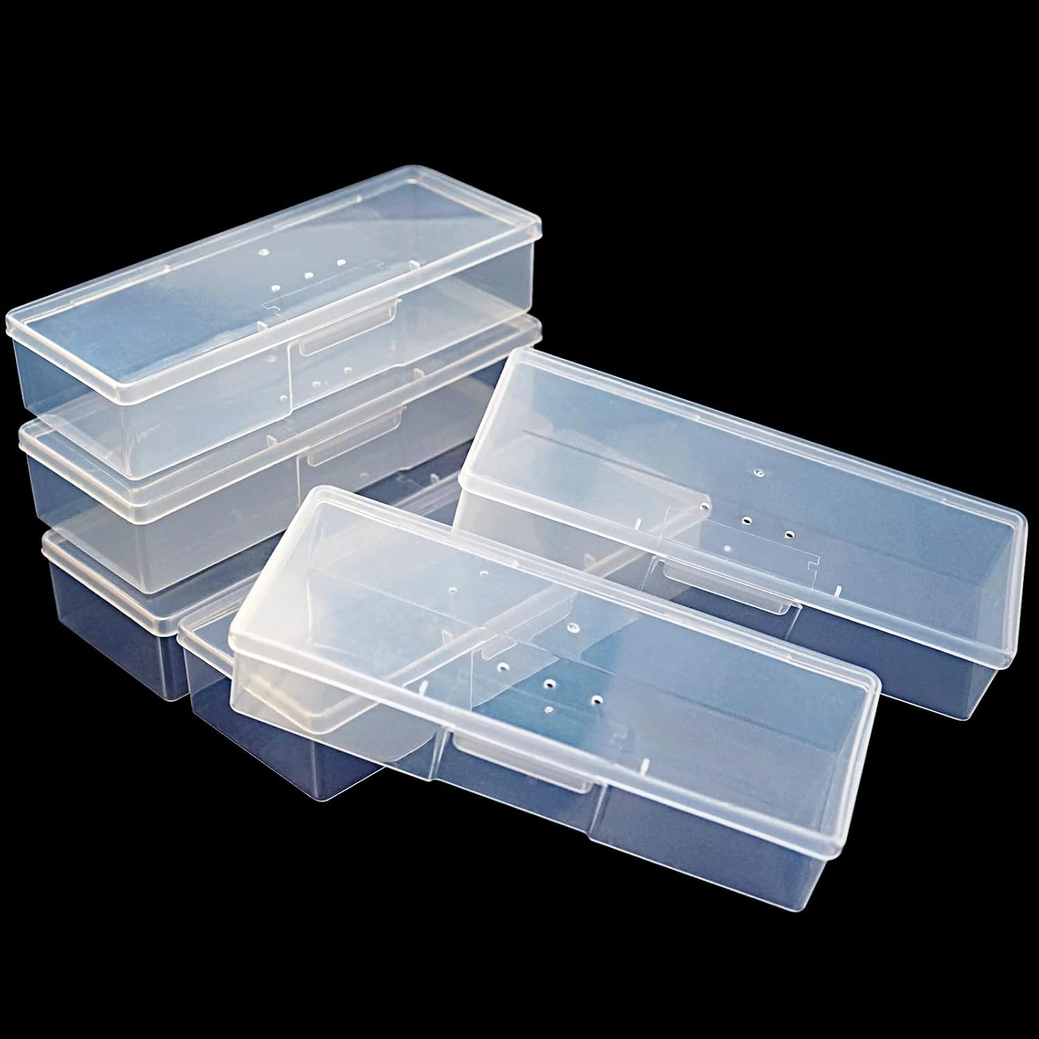 Clear Manicure Tool Box, Personal Nail Box Storage Case for Organizing, Plastic Nail Tool Box for Manicure Pedicure Kit (6Pcs) image number 1