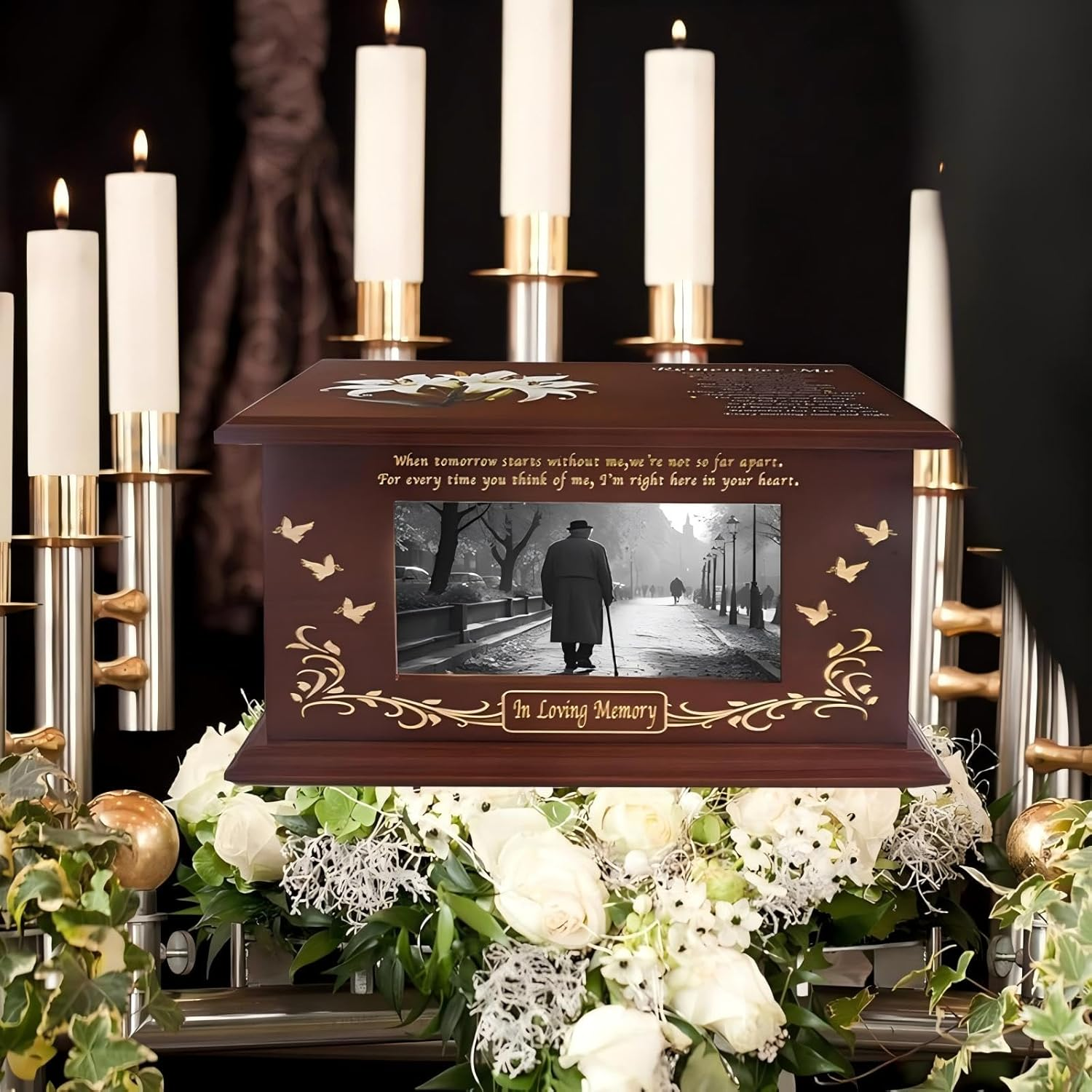 Urn Ashes Adult Male, Memorial Cremation Urns, Wooden Funeral Urns Box and Casket for Human Ashes image number 3