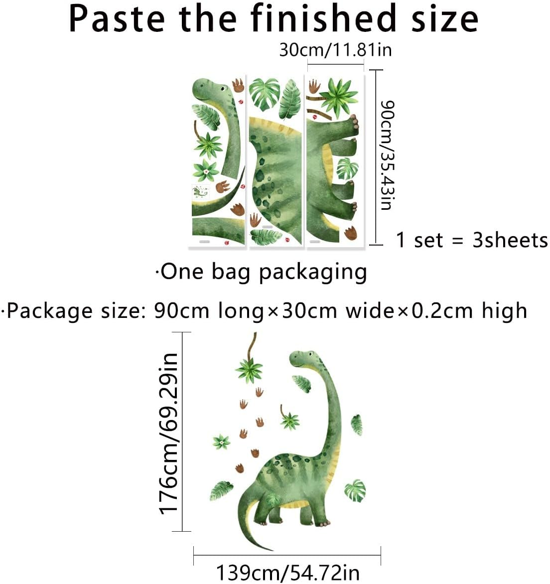 Large Dinosaur Wall Decals for Boys Bedroom Dino Footprints Wall Stickers Peel and Stick Baby Toddler Kids Room Wall Decor Murals for Nursery Daycare Classroom Decoration (KL-BM2063) image number 3