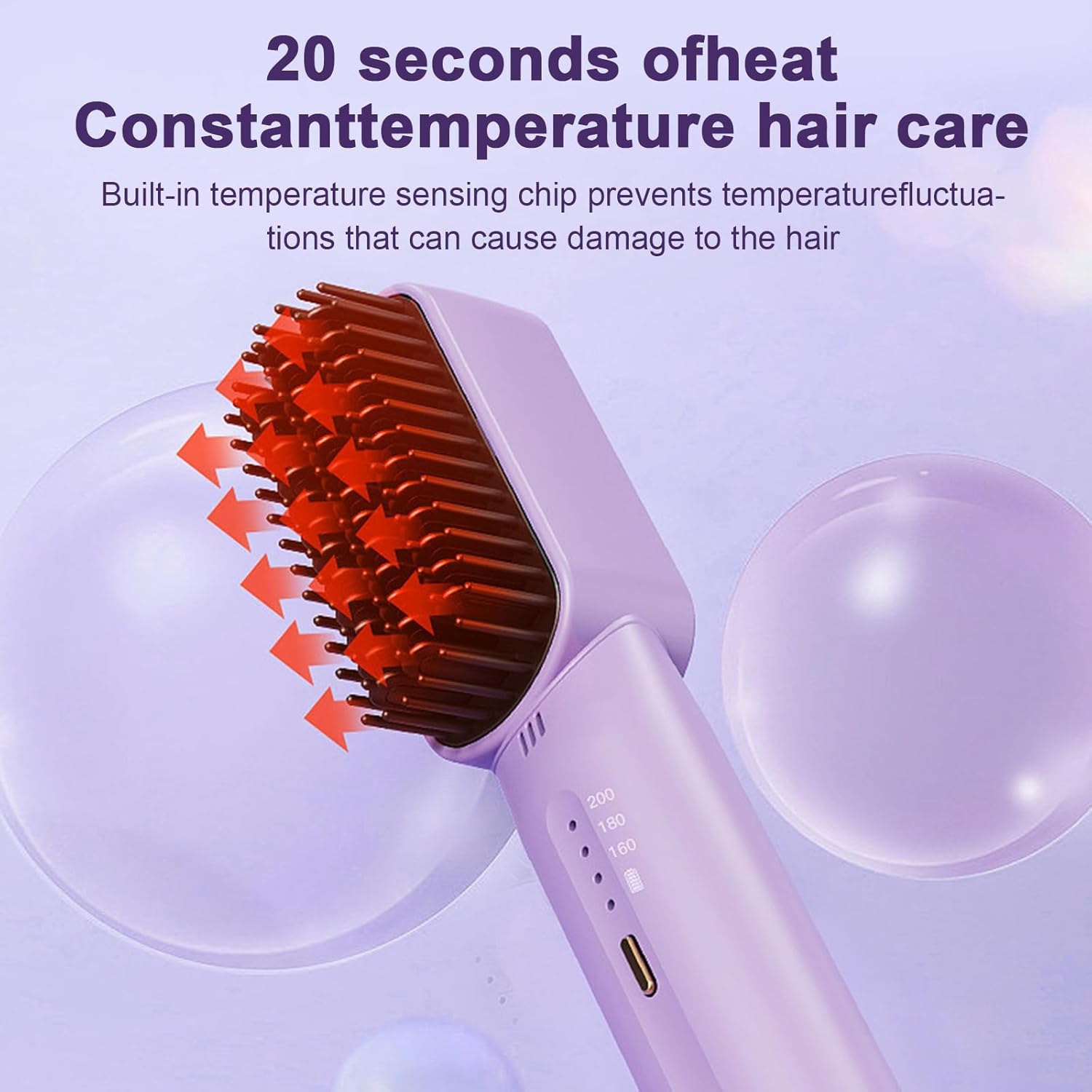 Portable USB Rechargeable Hair Straightener Curl Straight Dual Purpose Hair Straightening Comb image number 5