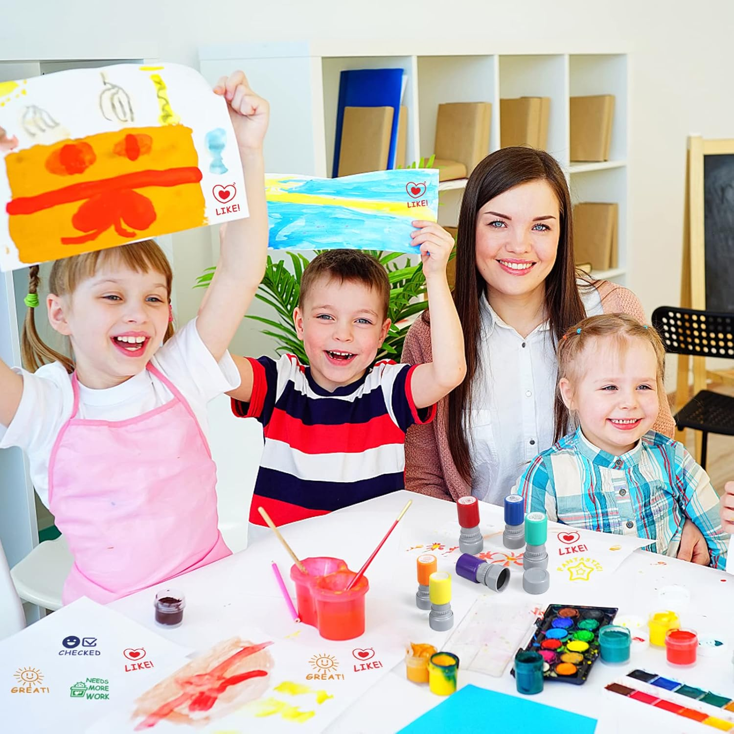 6 Colorful Teacher Stamps - Picture & Behavior Motivation Stamps for Teachers（Styles 2） image number 5