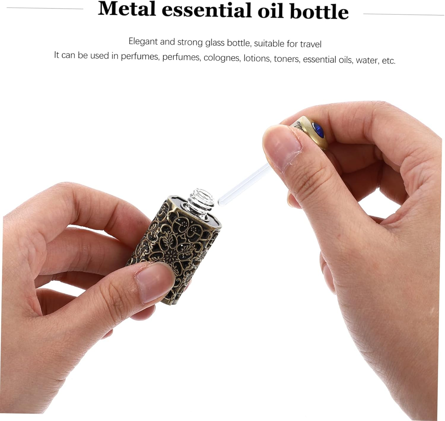 3Pcs Metal Glass Engraving Perfume Bottle 3Ml Essential Oil Dispenser Portable Travel Spray