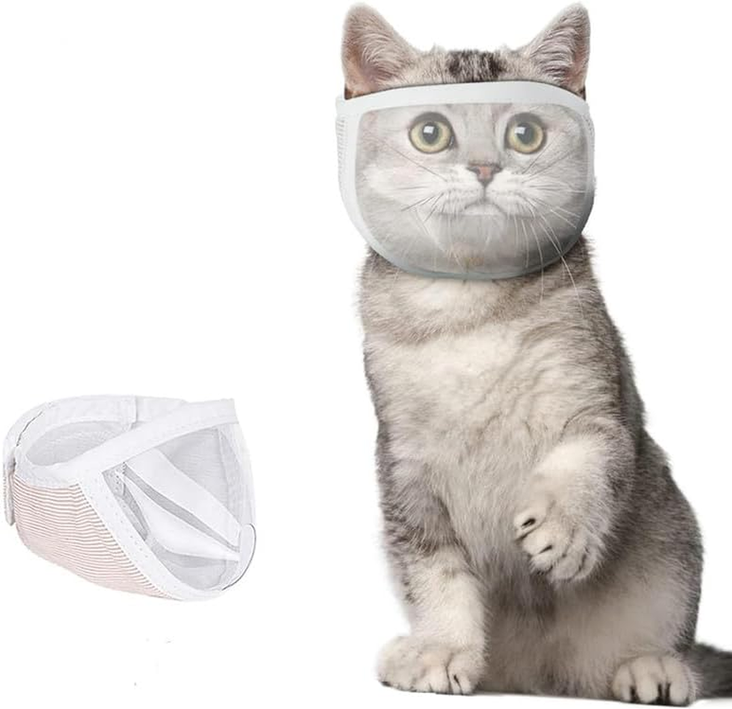 Transparent PVC Mesh Cat Face Guard, Cat Muzzle, S Size