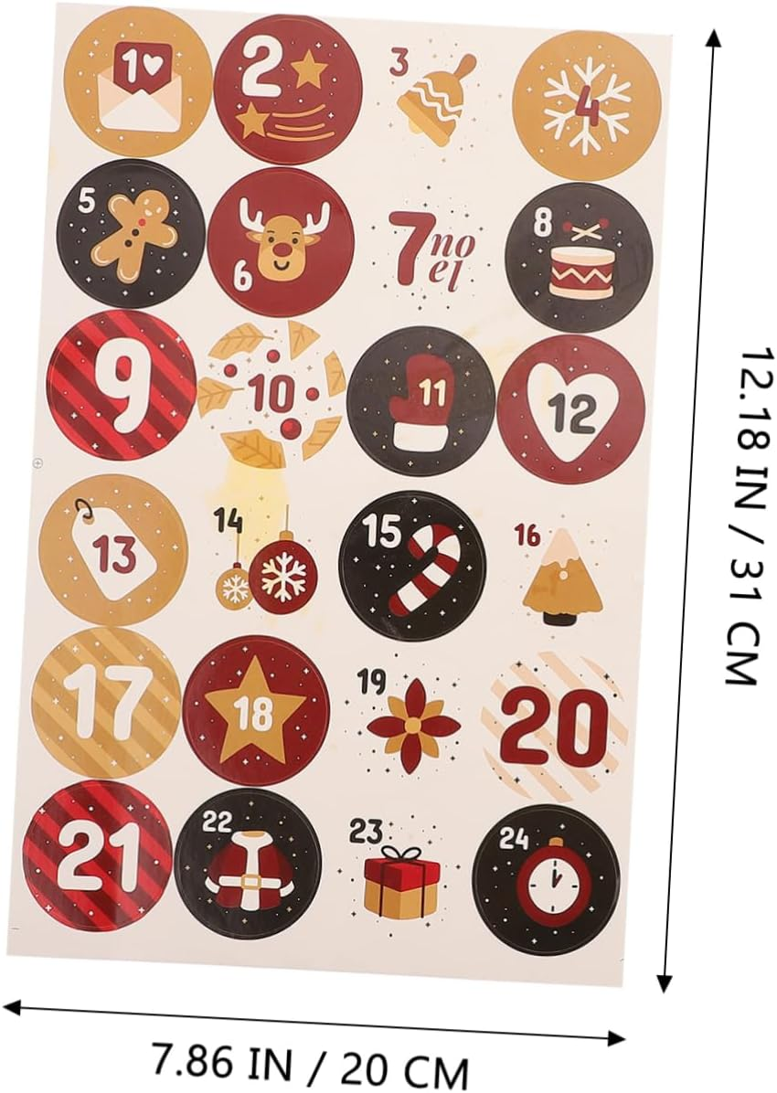10Sheets Christmas Number Stickers Countdown Decals for Holiday Cards Bags Styles for Festive Decor for Advent Calendars Party Favors