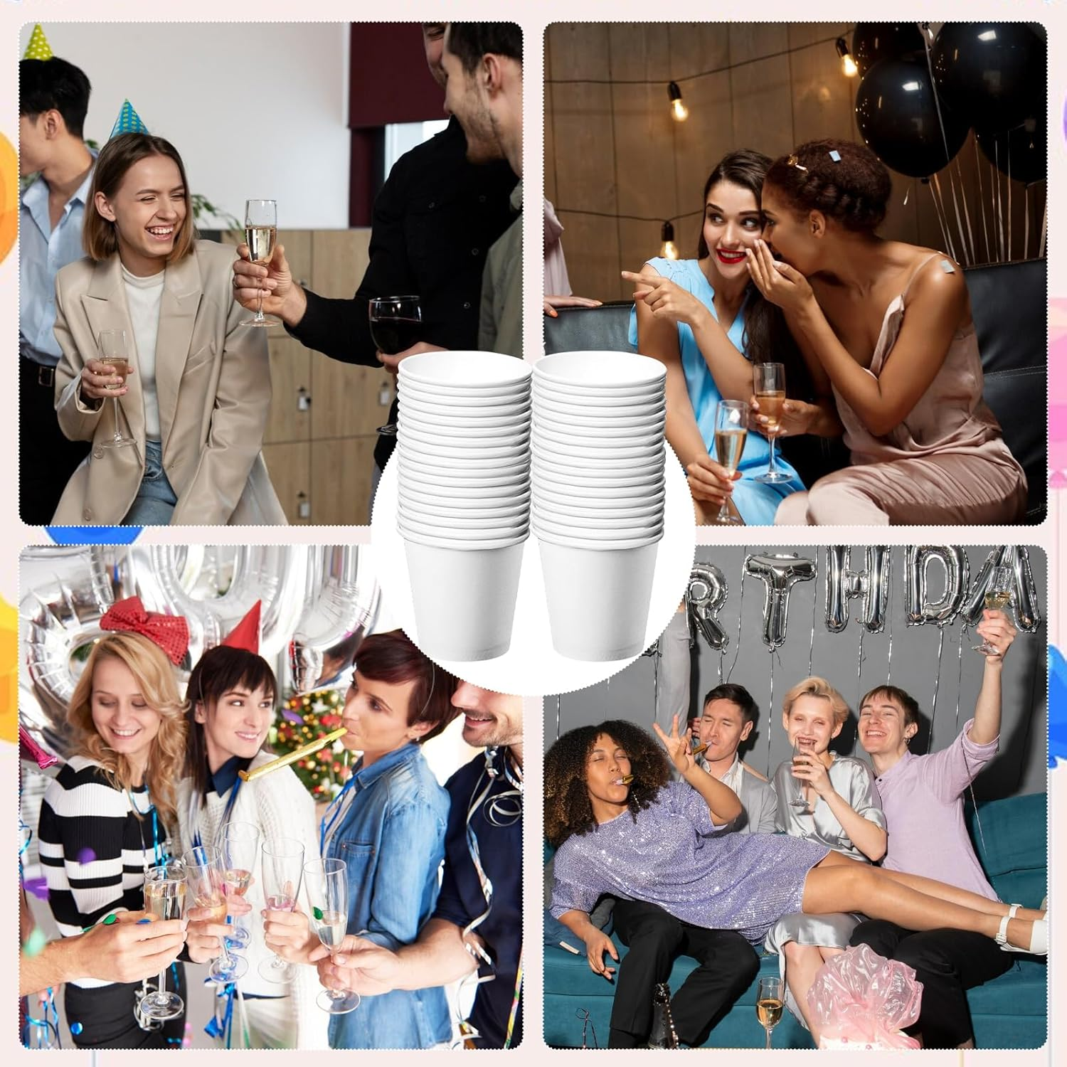 100Pack Shot Cups,50Ml Multi Use Handy Paper Cups,Stackable Cup Travel Supermarket Mini Disposable Cups for Wedding Birthday Party Supplies Beer Drinking Serving Snacks Samples Tastings image number 1