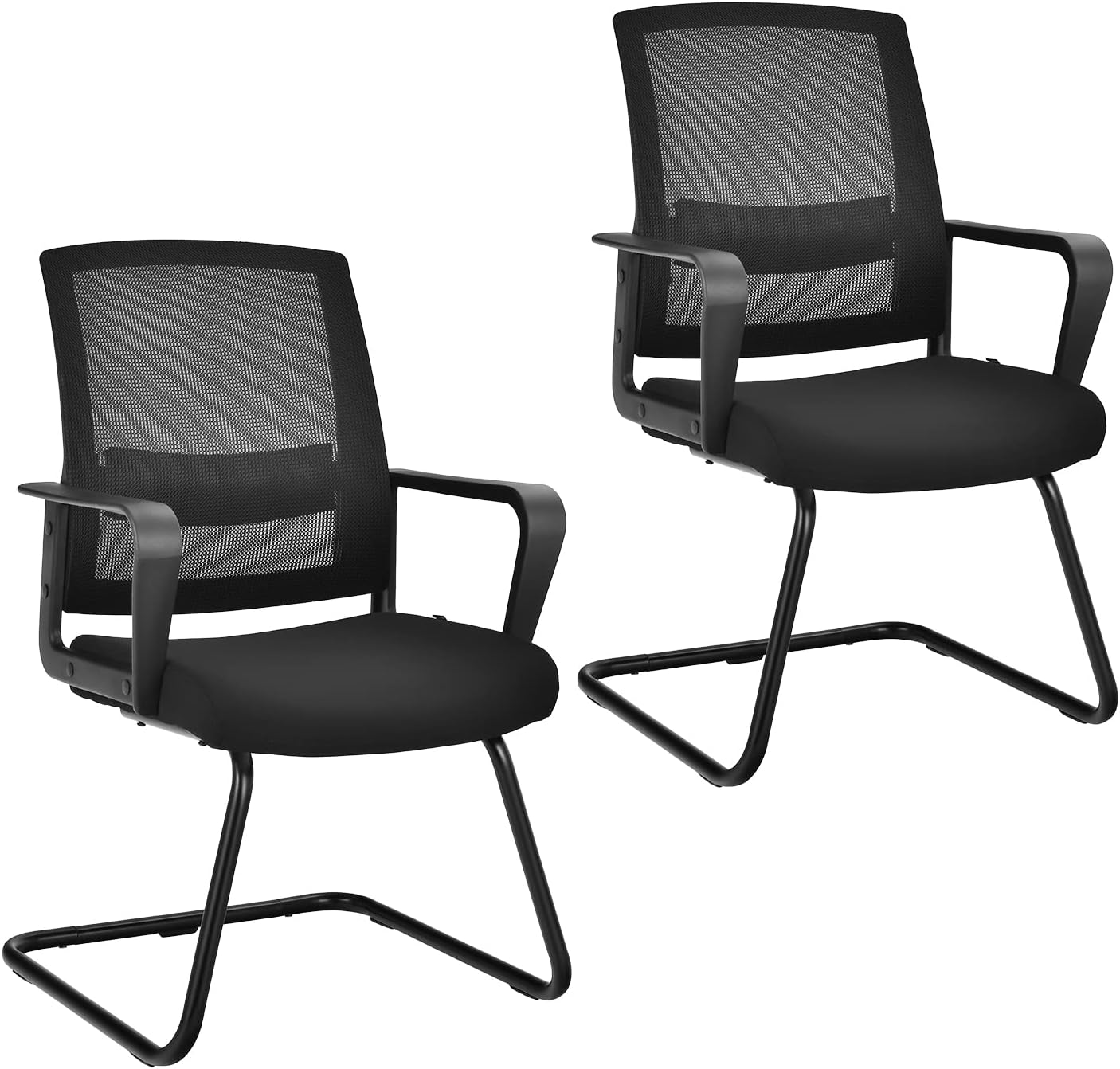 Costway Set of 2 Conference Chairs Mesh Reception Office Guest Chairs W/Lumbar Support image number 1
