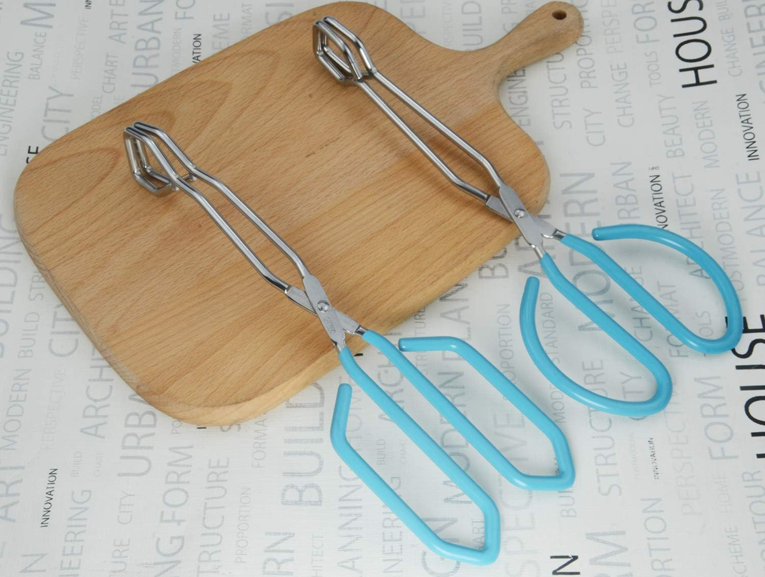 Scissor Style Tongs Stainless Steel Grilling Tongs Hotdog Tongs (2 Styles, Set of 2) image number 1