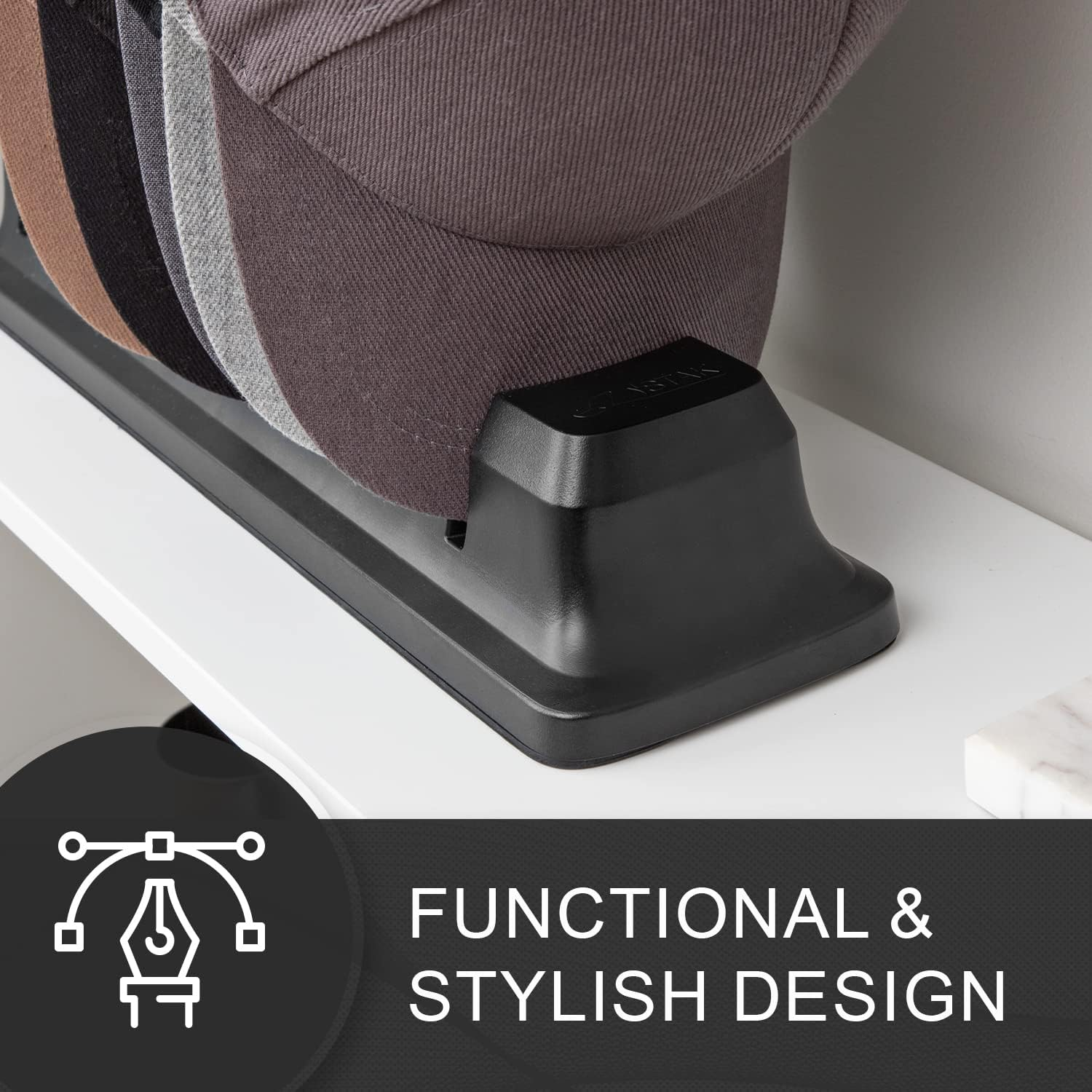 Hat Organizer for Baseball Caps - Hat Holder for 10 Baseball Caps - No Install Required Cap Rack Closet Organizer System Hat Racks for Baseball Caps (Black) image number 4