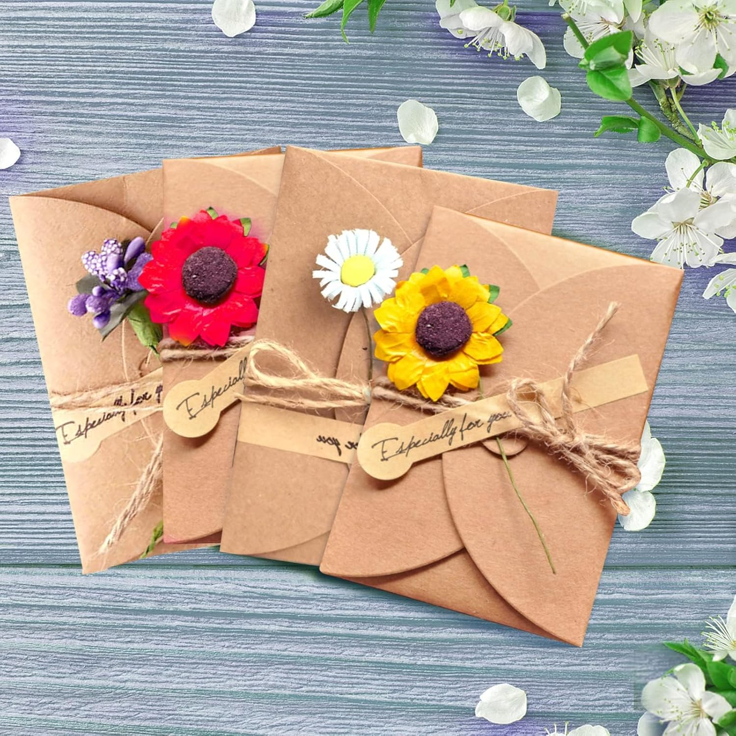 Kraft Paper Envelopes, Pack of 40 Mini Envelopes with 40 Cards Set, Small Envelopes, Mini Envelopes with Heart Closure for Money Gifts, Thank You Cards, Invitation image number 3