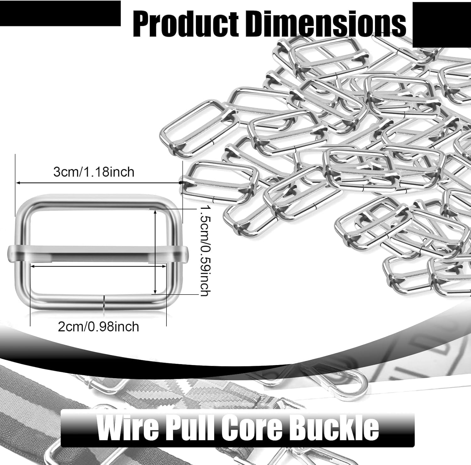 Metal Adjustable Slide Buckles, 30 Pcs Adjustable Webbing Slider, Trig Lide Slide for Purse Bag, Hardware Making Supplies, Belt Backpack, Replacement Keeper, Skirt Straps image number 1