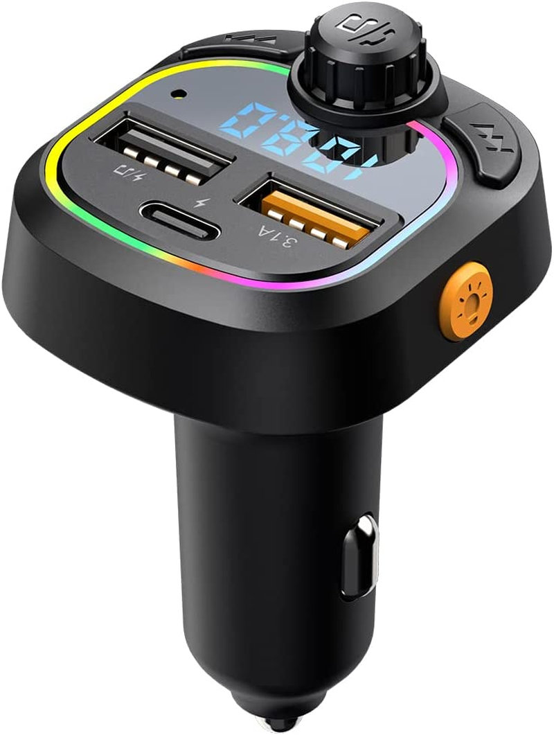 Bluetooth Car Adapter, Wireless FM Transmitter Radio Receiver Adapter Car Kit,With Dual USB Car Charging Ports, Hands Free Calling, Music Player Support TF/SD Card, USB Disk image number 3