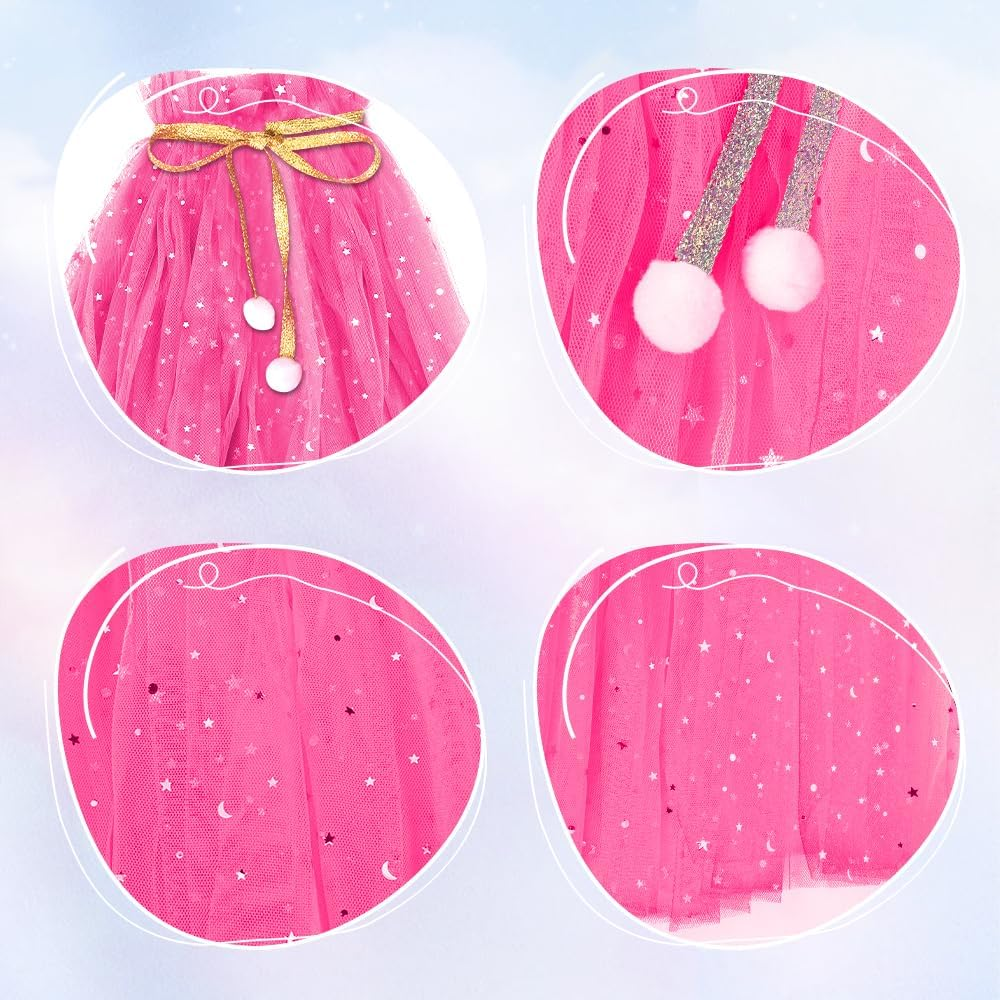 Slowton Princess Cape Set - 11 Pieces Princess Cloak with Handbag Tiara Crown Wand Gloves Jewelry - Princess Dress up Costume for Halloween Cosplay Christmas Birthday Party, Aged 3-8 image number 1