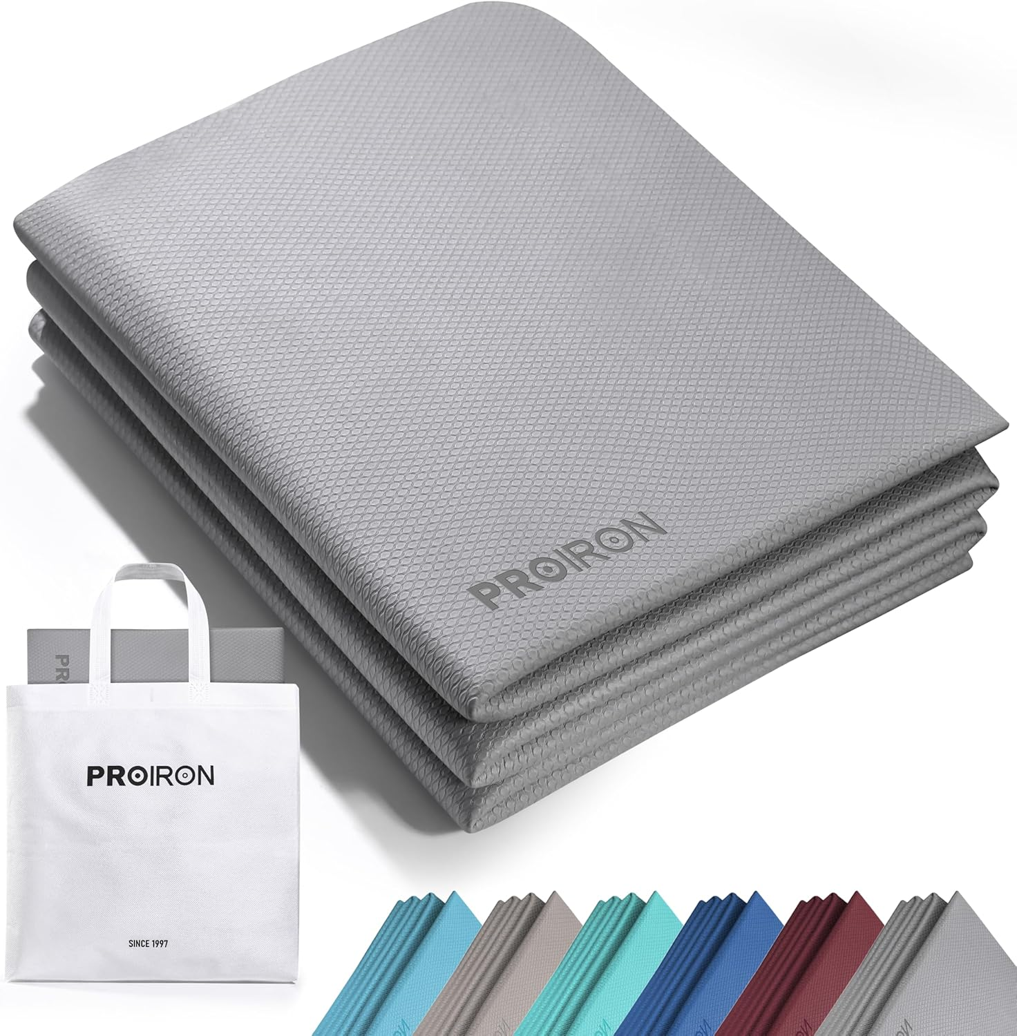 PROIRON Yoga Mat Folding Travel Yoga Mat TPE Eco-Friendly Non Slip Double-Sided Exercise Mat Foldable Easy to Carry to Class Beach Park Travel Picnics 6 Mm Thick(With Storage Bag)