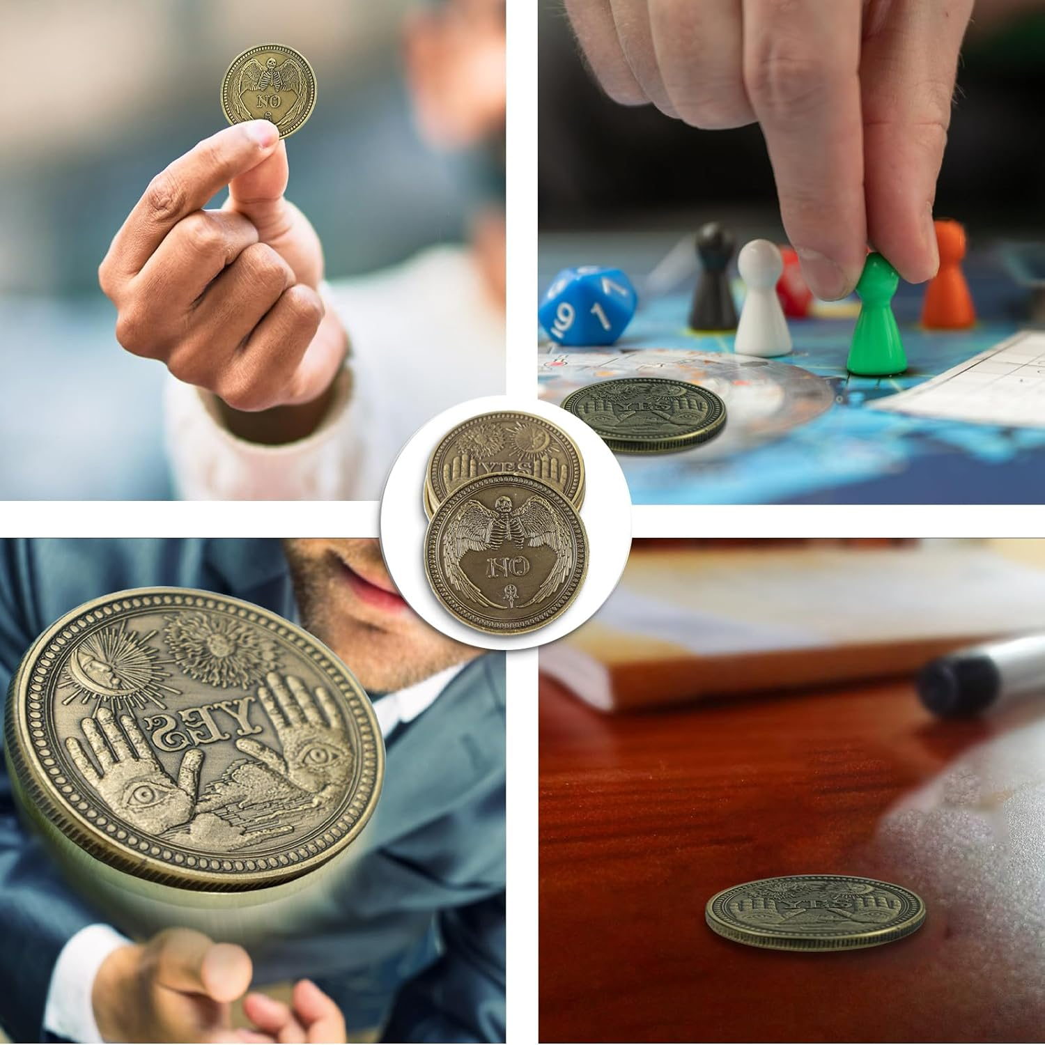 8 Pcs Yes No Challenge Coin Decision Maker Coin Lucky Coin Collector'S Souvenir Divination Flip Metal Coins Flips for Games Holiday School Office Gift (Silver) image number 3