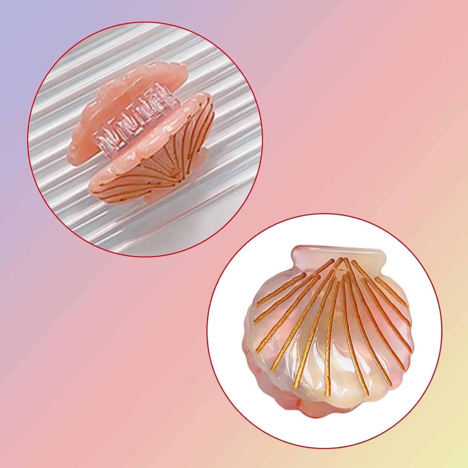 4 Pcs Non Slip Hair Claw Clips for Women & Girls, Sea Shell Hair Accessories, Strong Hold Durable Clips for Beach Vacation Party, Lightweight Mermaid Barrettes (Mixed Colors) image number 2