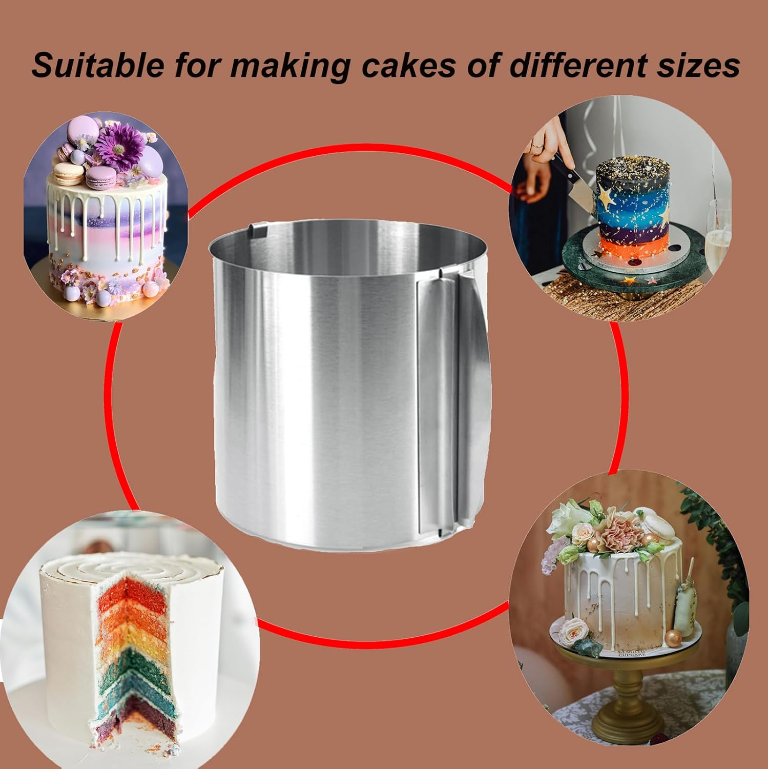 Cake Ring Adjustable Extra High 5.9 Inch - Stable Stainless Steel Baking Ring - Cake Ring with Precise Scaling Inside image number 4