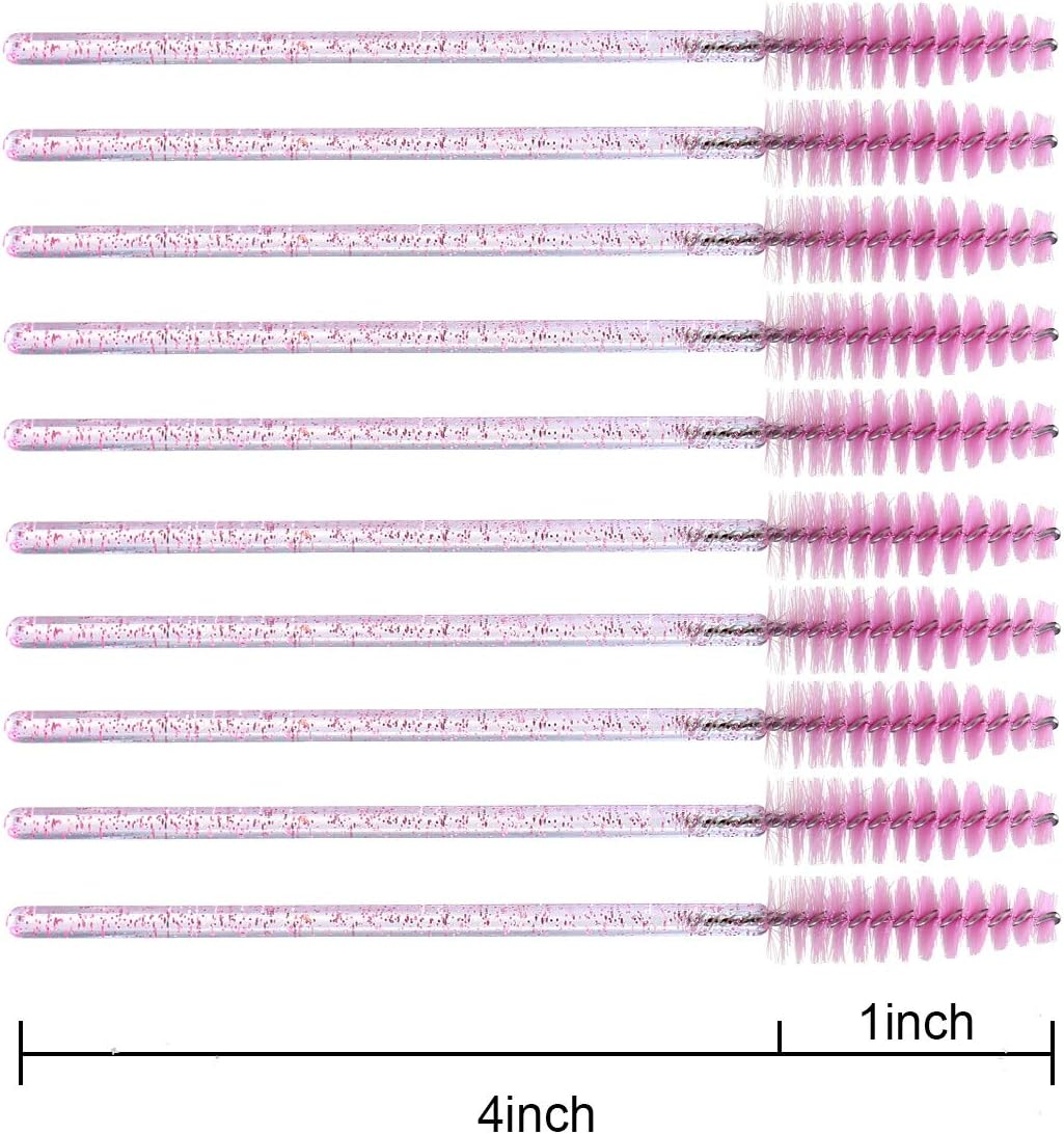 Elisel 100 PCS Disposable Mascara Brushes Crystal Eyelash Brushes Mascara Wands Applicator Eyelash Extensions Makeup Tools Eyebrow Brush (Pink) image number 3