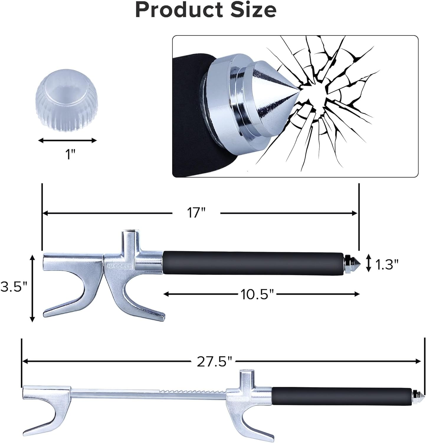 Anti Theft Steering Wheel Lock, Retractable Wheel Locks, Universal Adjustable Car Theft Prevention Device with 3 Keys and Safety Hammer Fit for All Type of Cars image number 1