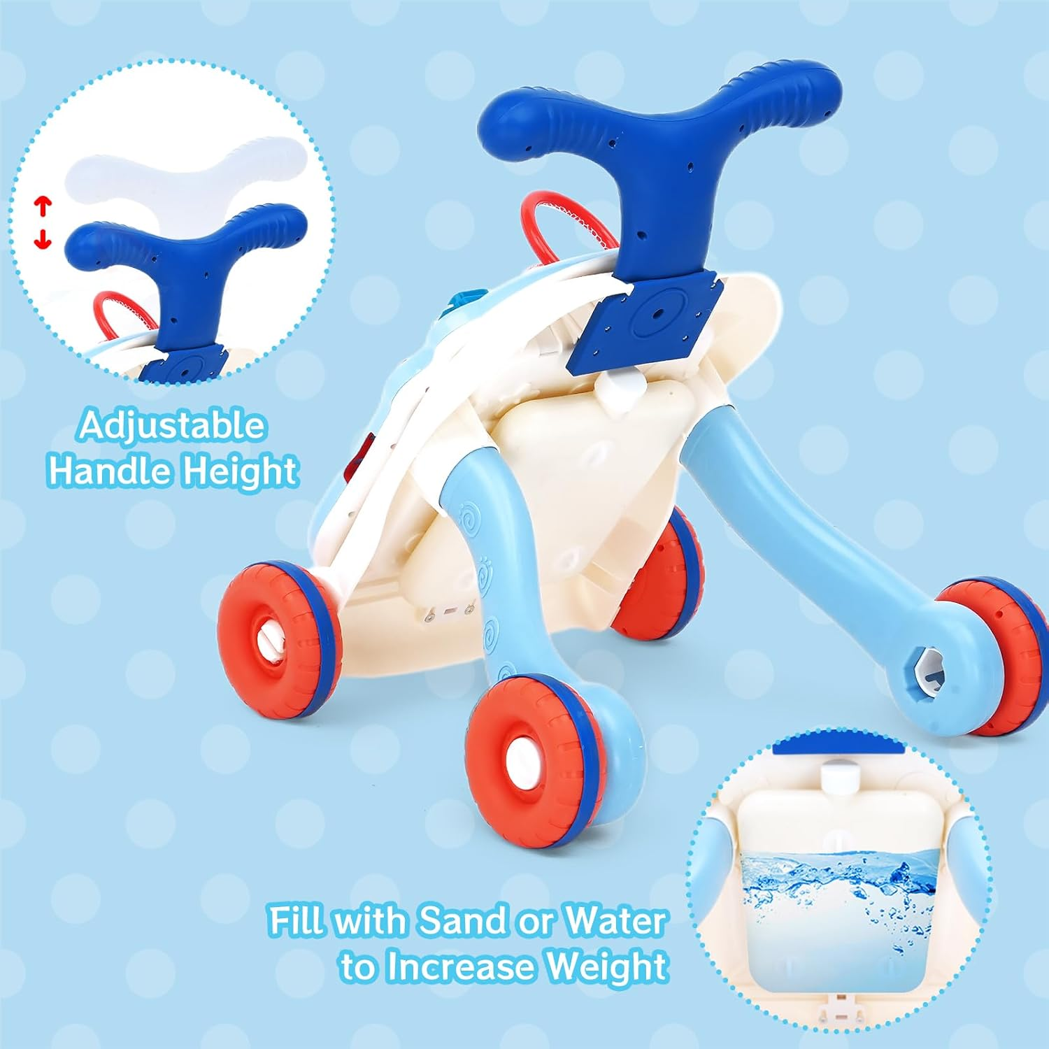 Advwin 3 in 1 Baby Walker,Activity Center for Kids Learning to Walker Sit to Stand, Early Educational Push Walking Toy with Music Panel for Infant Toddler 12+ Months image number 3